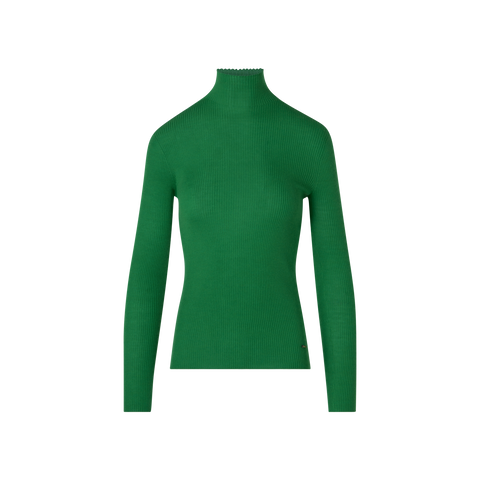 Feinripp-Pullover aus Kaschmirseide mit Stehkragen