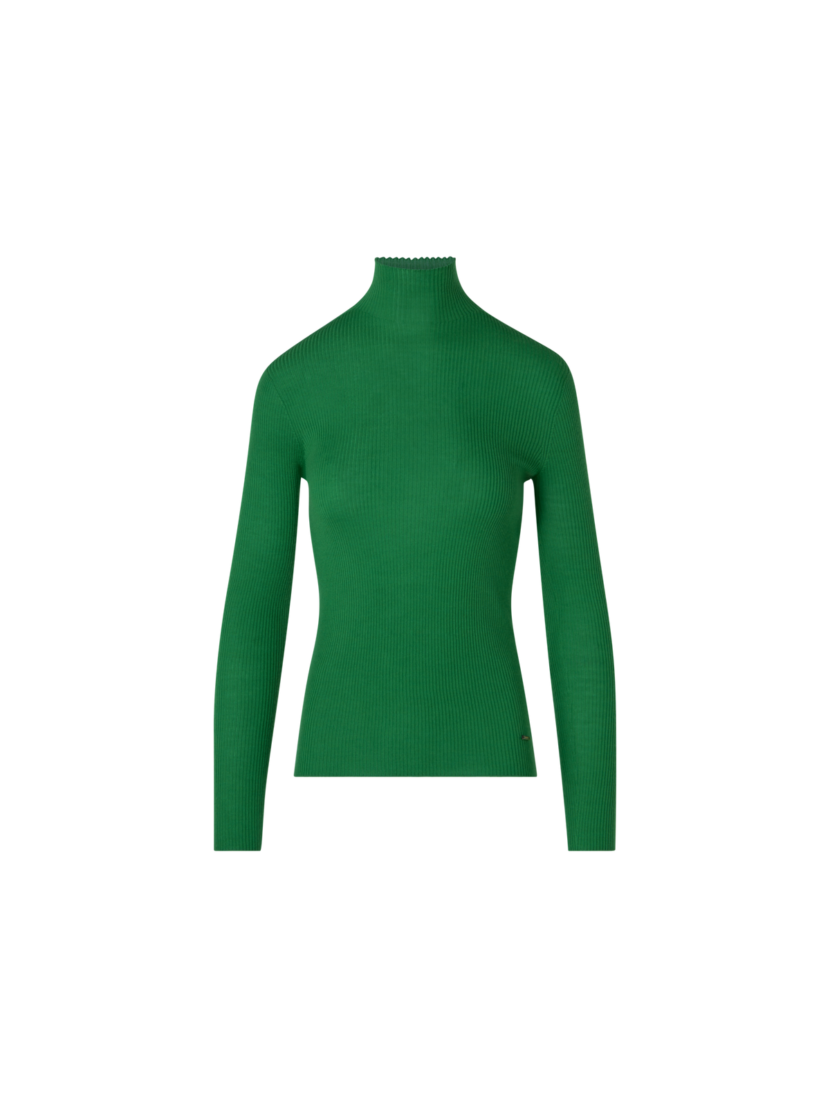 Designer Feinripp-Pullover aus Kaschmirseide mit Stehkragen - Grün