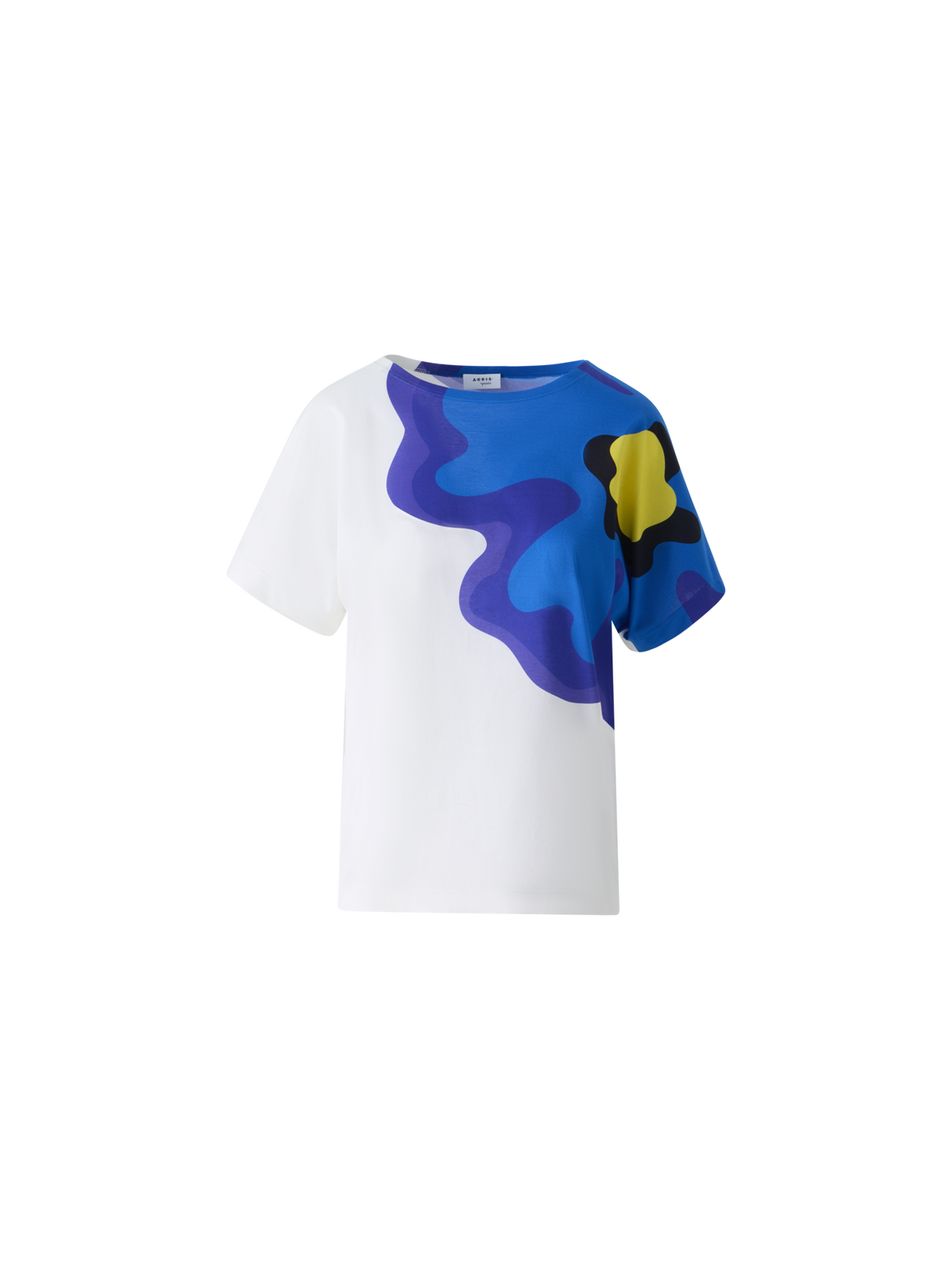 Designer Baumwoll-T-Shirt mit Pop-Dot-Blume - Bunt - Weiss