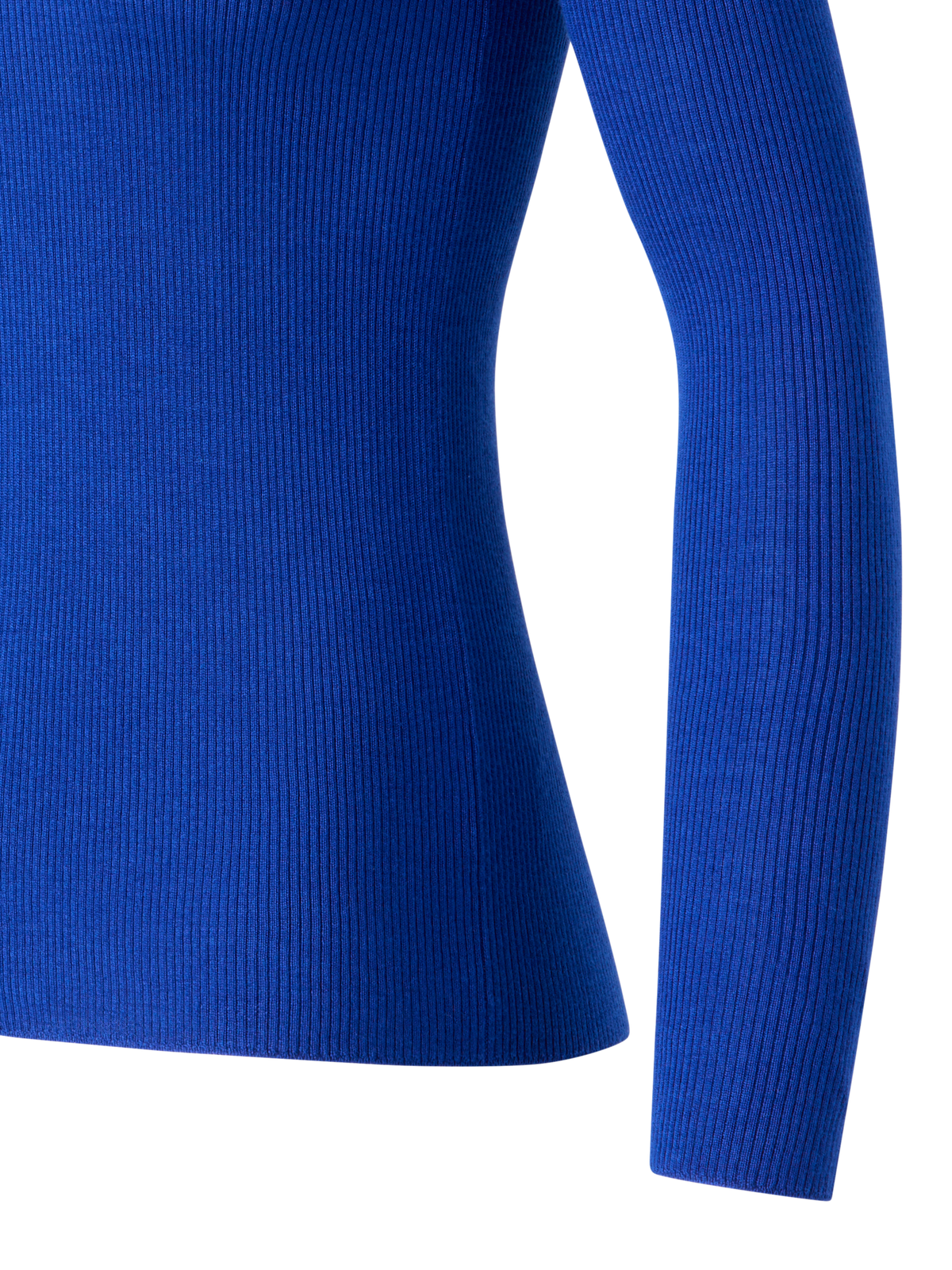 Designer Kaschmir Seide Rippenstrick Stehkragen Pulli  - Blau