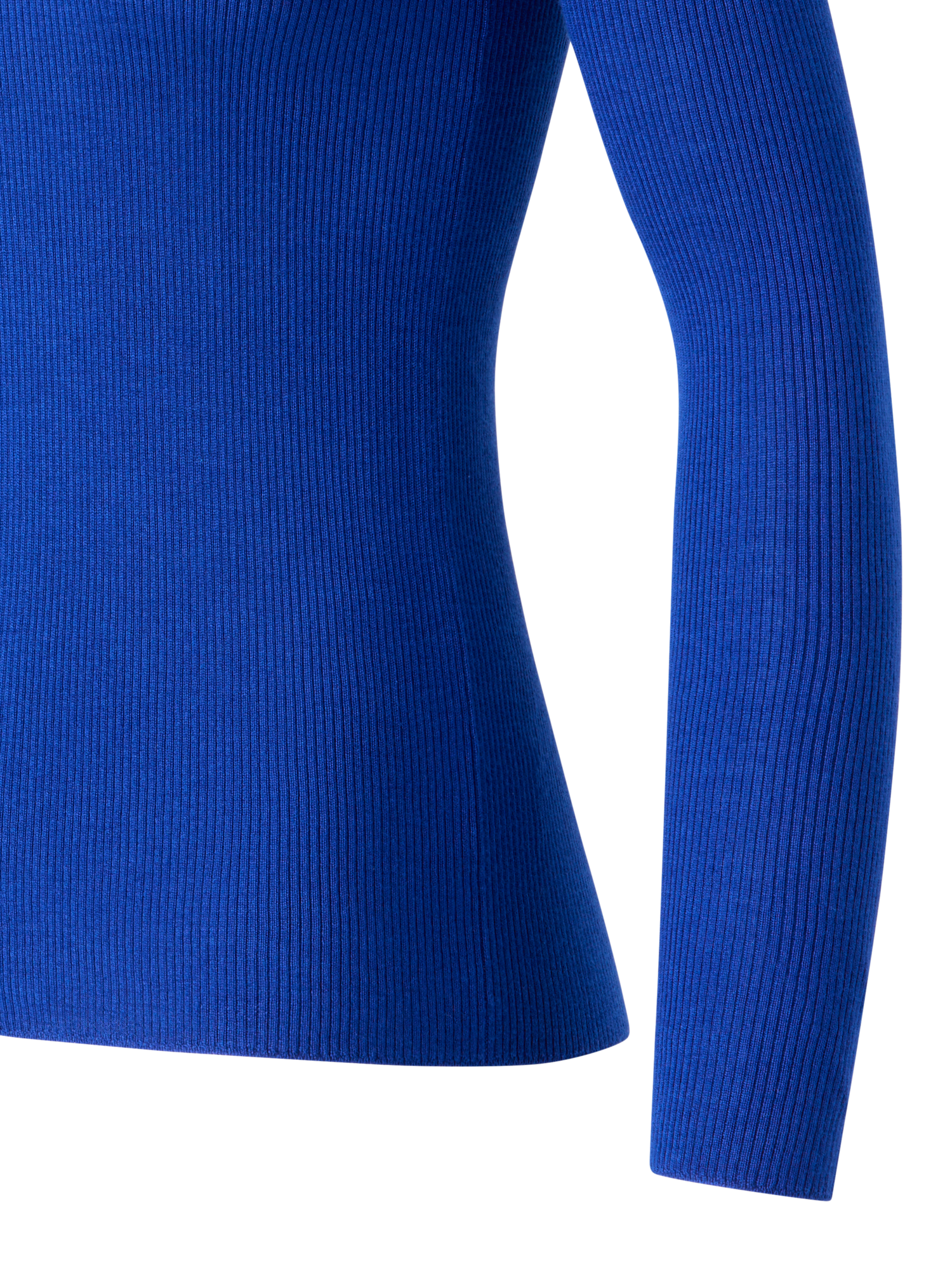 Designer Kaschmir Seide Rippenstrick Stehkragen Pulli  - Blau