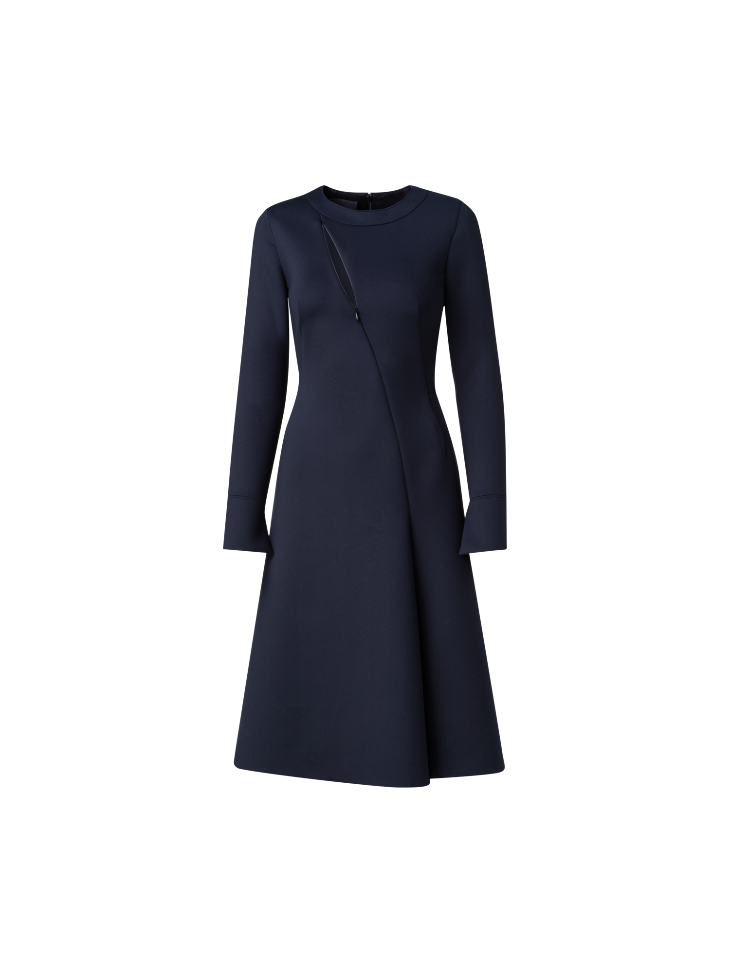 Designer Neopren-Kleid in A-Linie - Schwarz