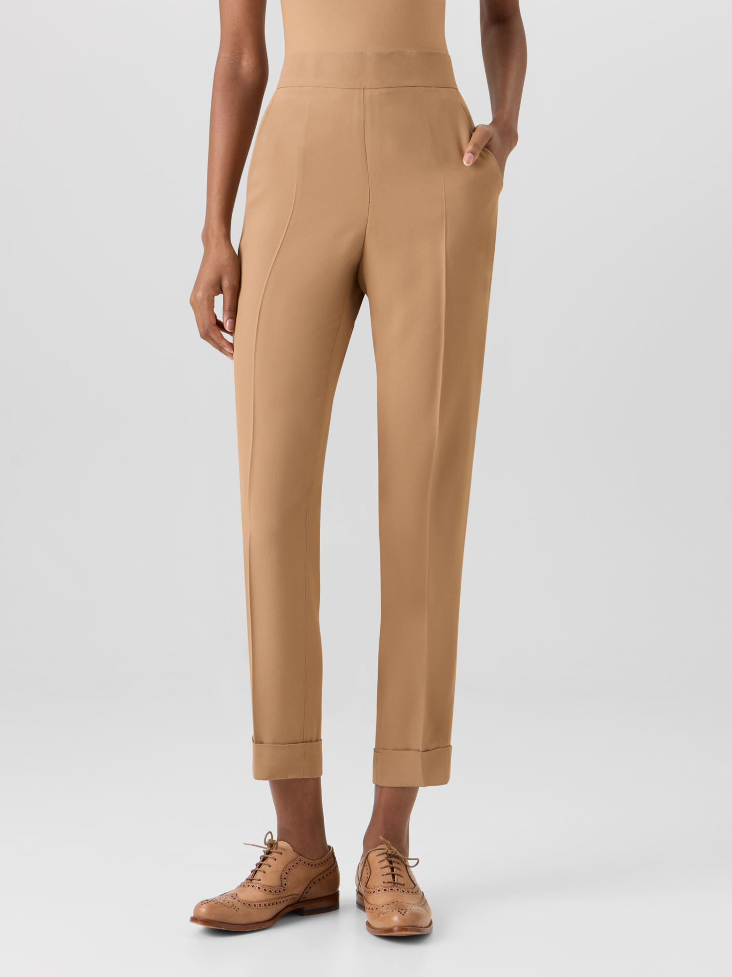 Designer Chris Tapered Hose aus Acetat-Viskose-Krepp - Braun 