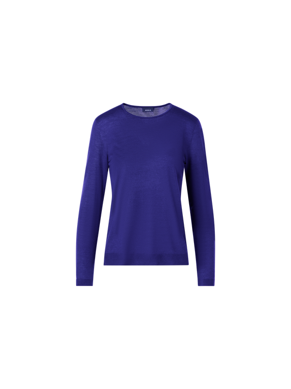 Designer Langärmeliger Strickpullover aus Kaschmir-Seide - Violett