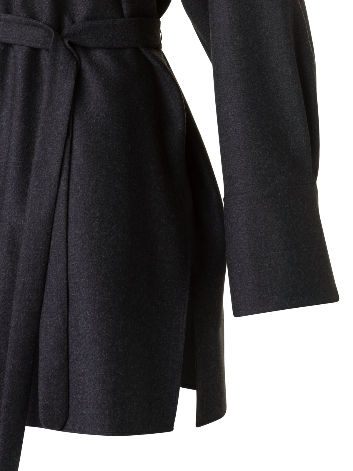 Designer Oversized Wollflanell Tunika-Bluse - Grau