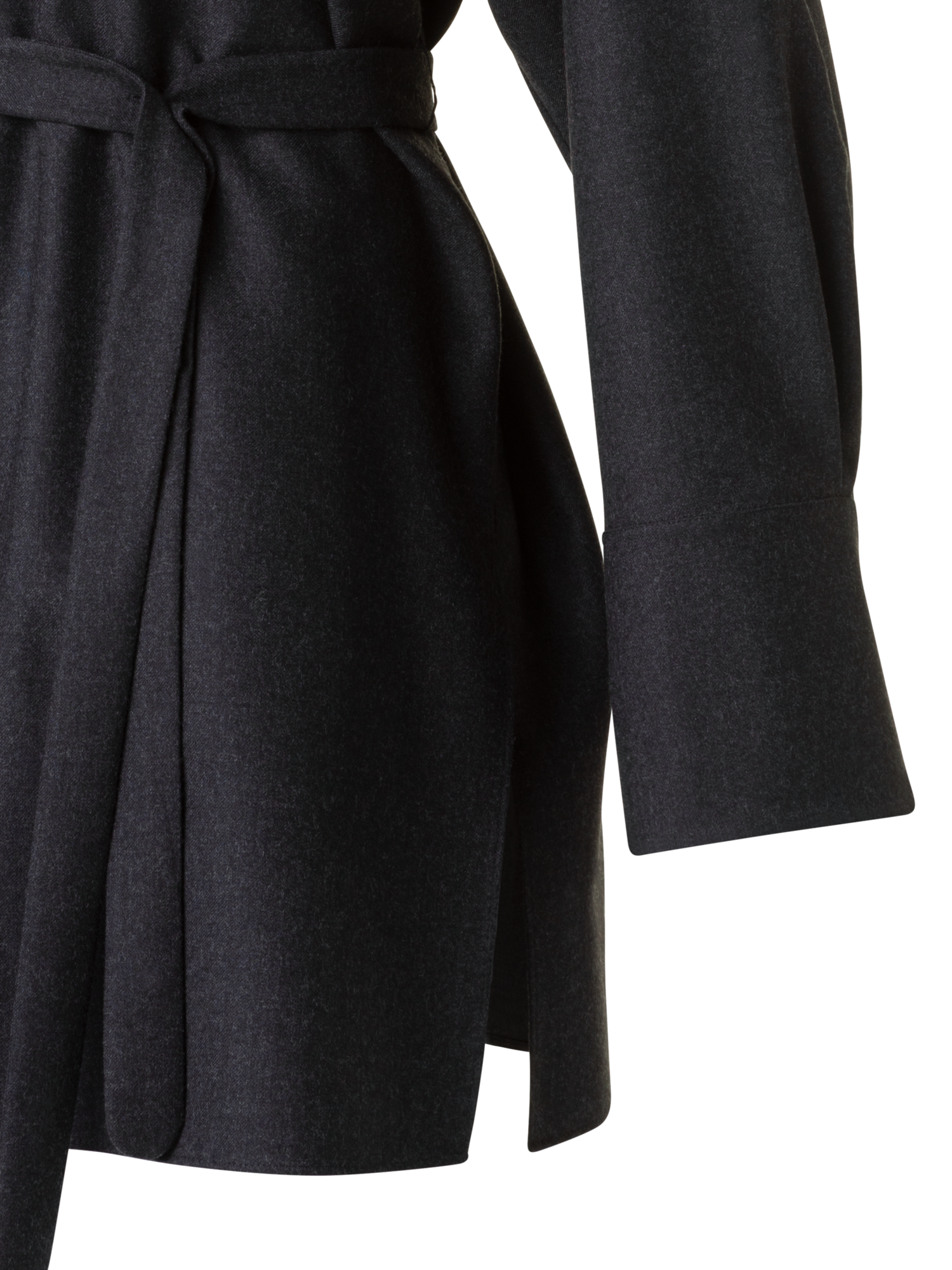 Designer Oversized Wollflanell Tunika-Bluse - Grau