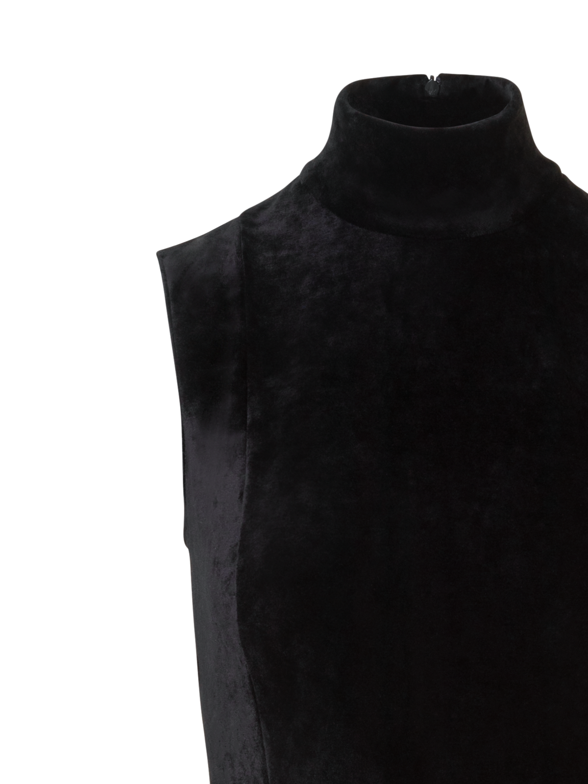 Designer Langes Samt Sehkragen Kleid mit Schlitz - Schwarz