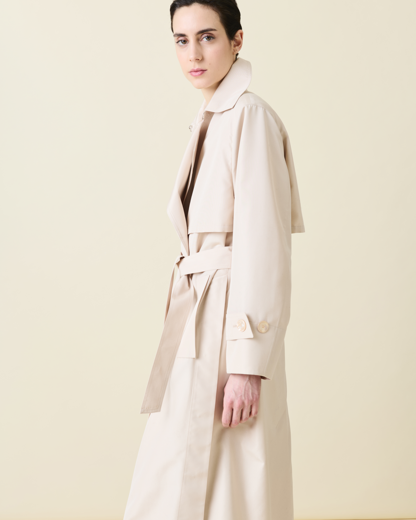 Designer Oversize Seiden-Trenchcoat - Beige 