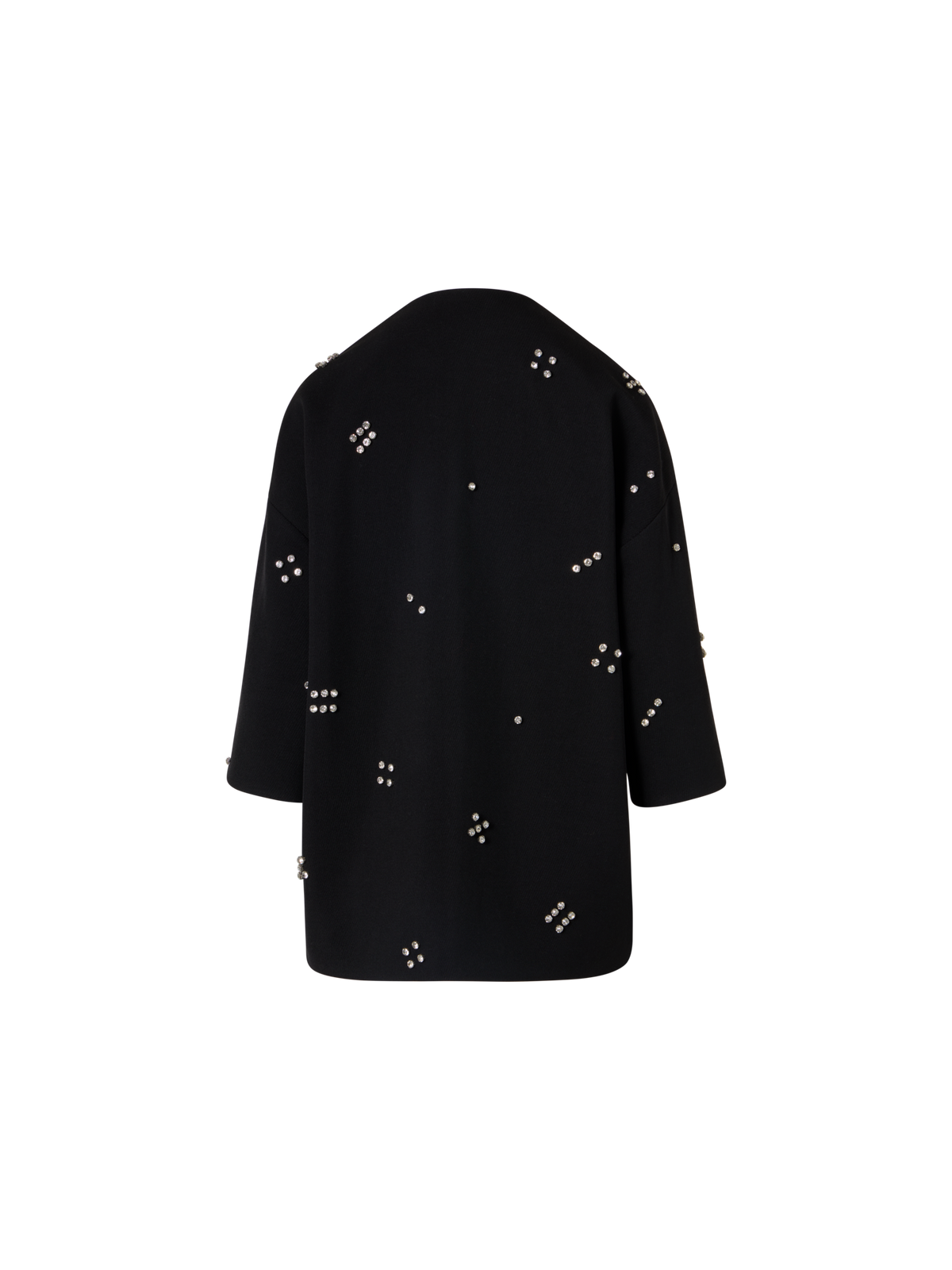 Designer Car Coat mit Diamond Dice Dot Verzierung - Schwarz