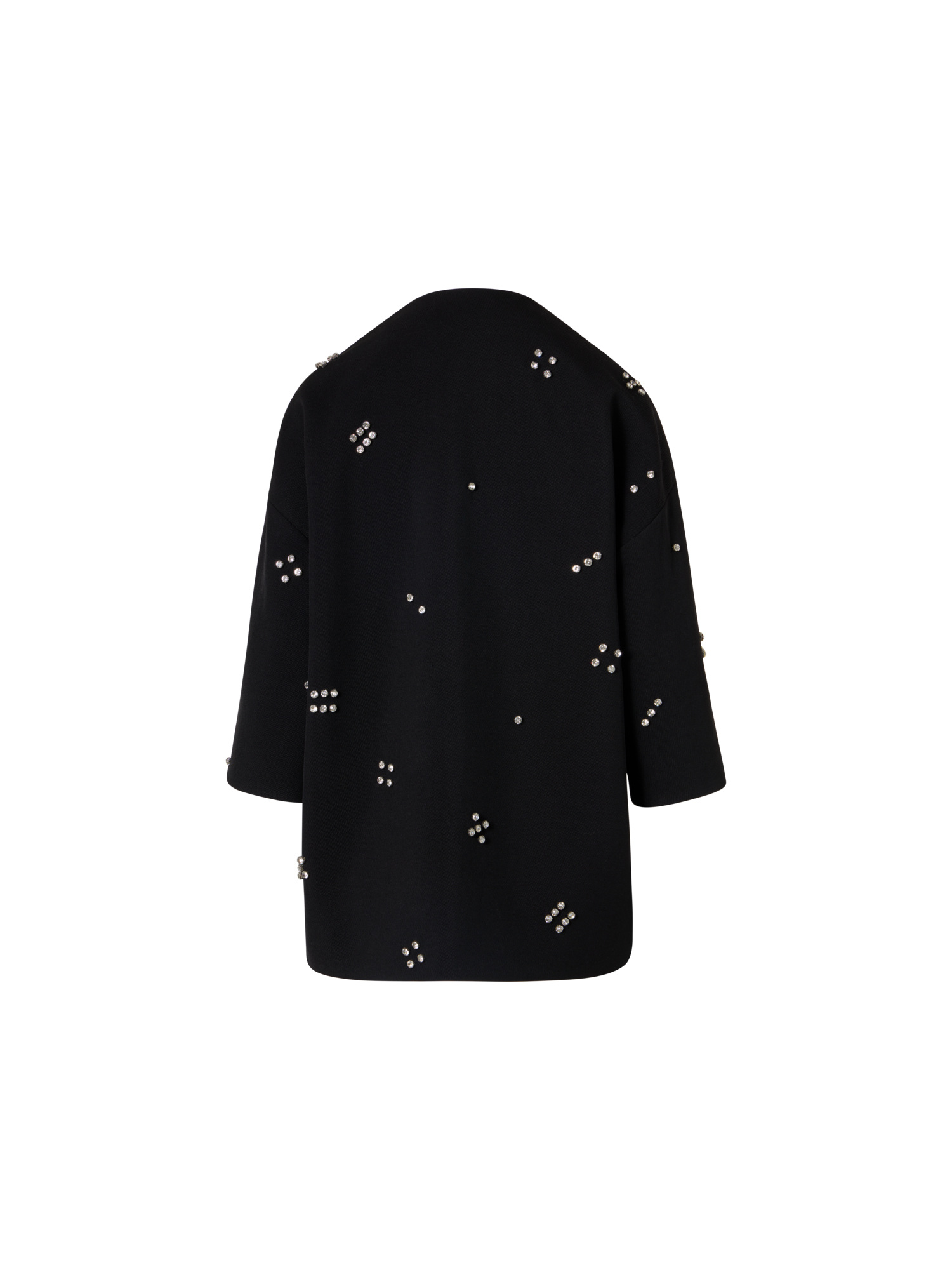 Designer Car Coat mit Diamond Dice Dot Verzierung - Schwarz