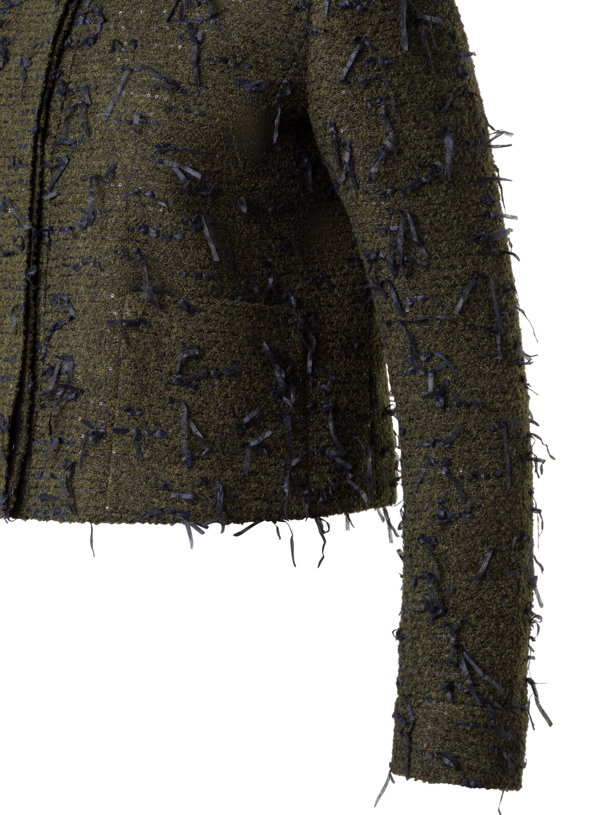 Designer Kurze Bouclé-Jacke mit Pailletten - Grün - Bunt