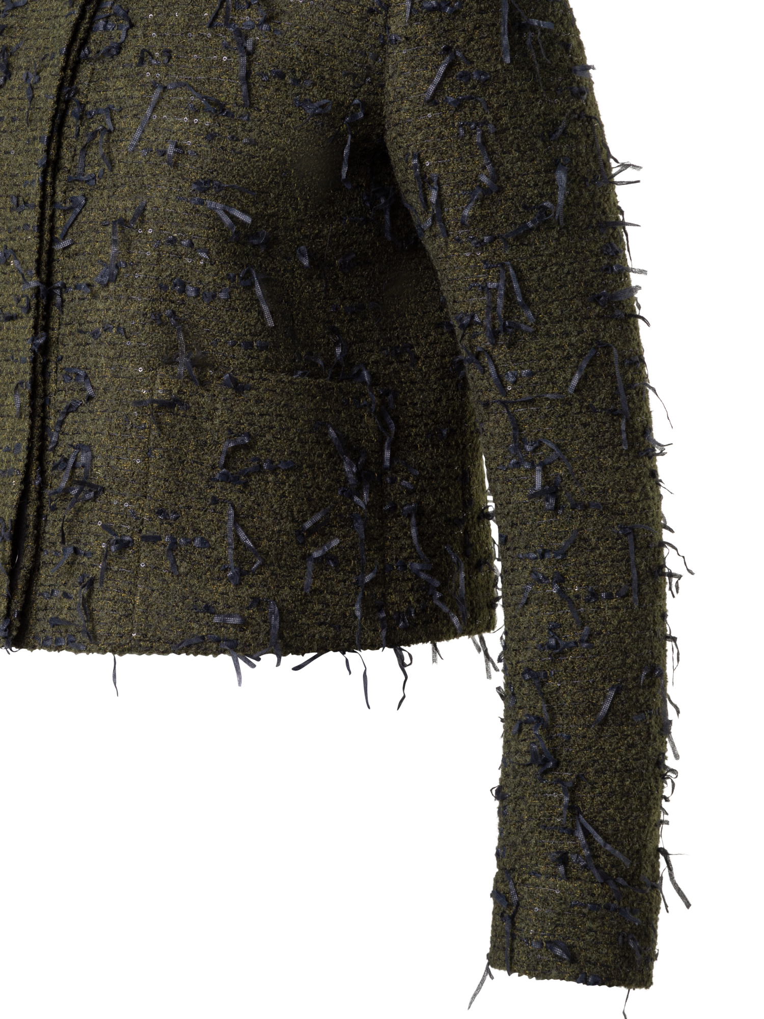 Designer Kurze Bouclé-Jacke mit Pailletten - Grün - Bunt