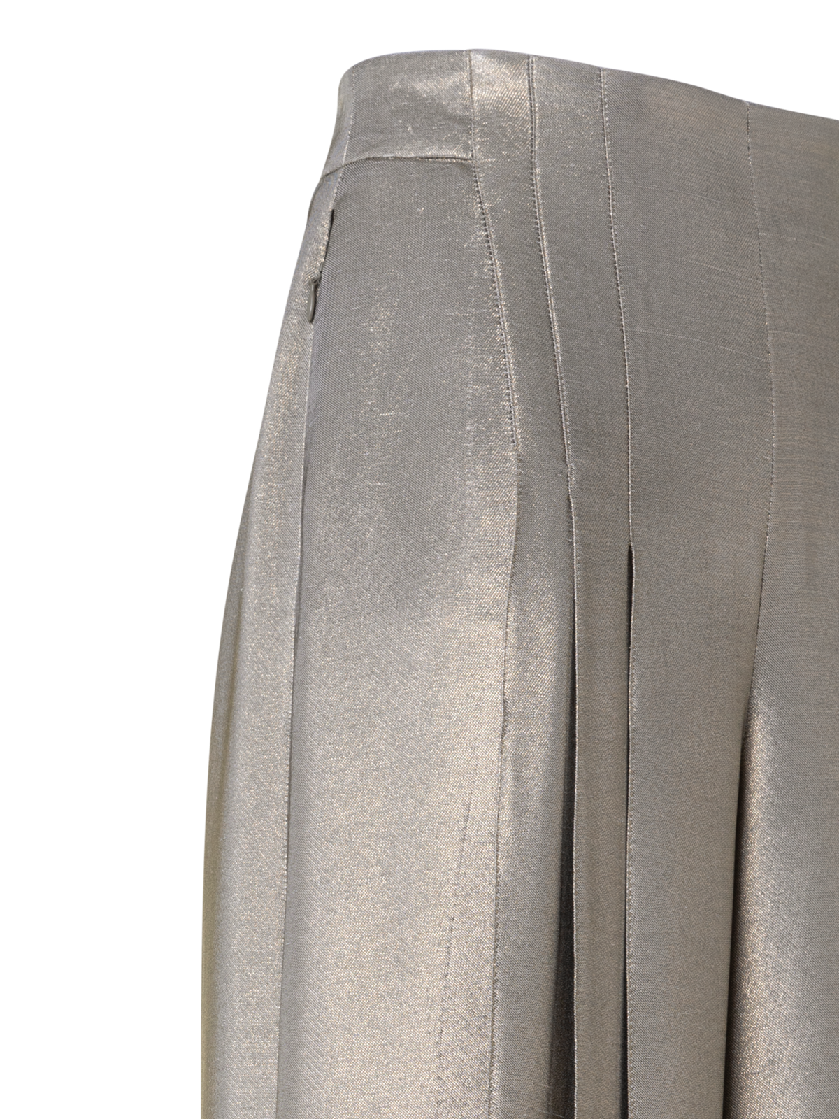 Designer Weite plissierte Hose aus Seiden-Crêpe-Lurex - Gold