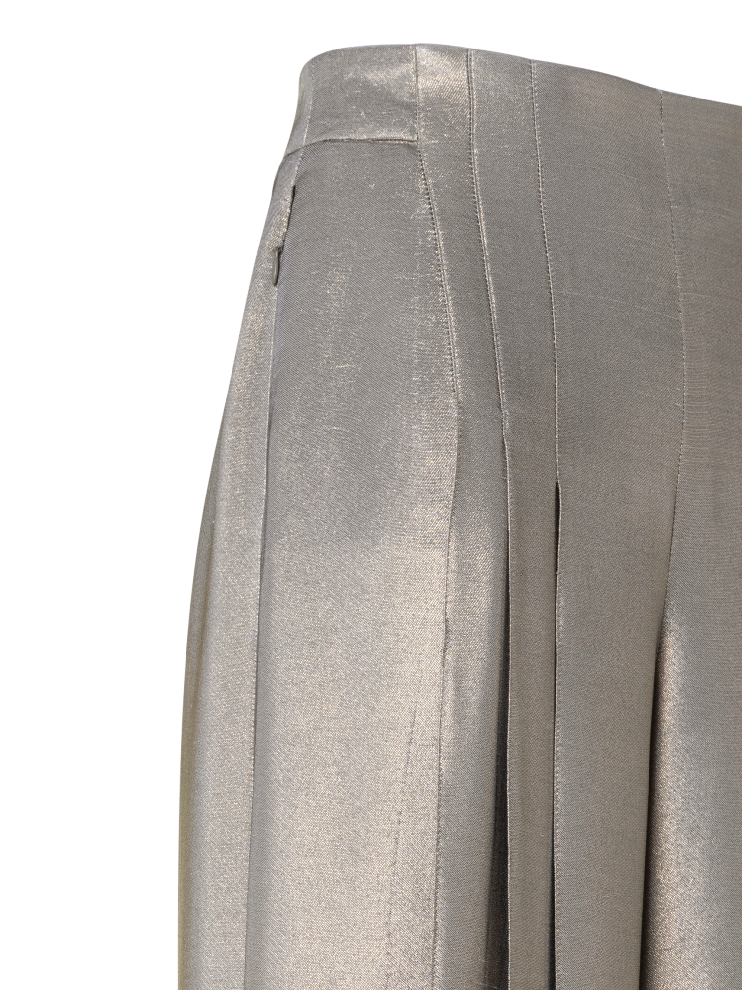 Designer Weite plissierte Hose aus Seiden-Crêpe-Lurex - Gold