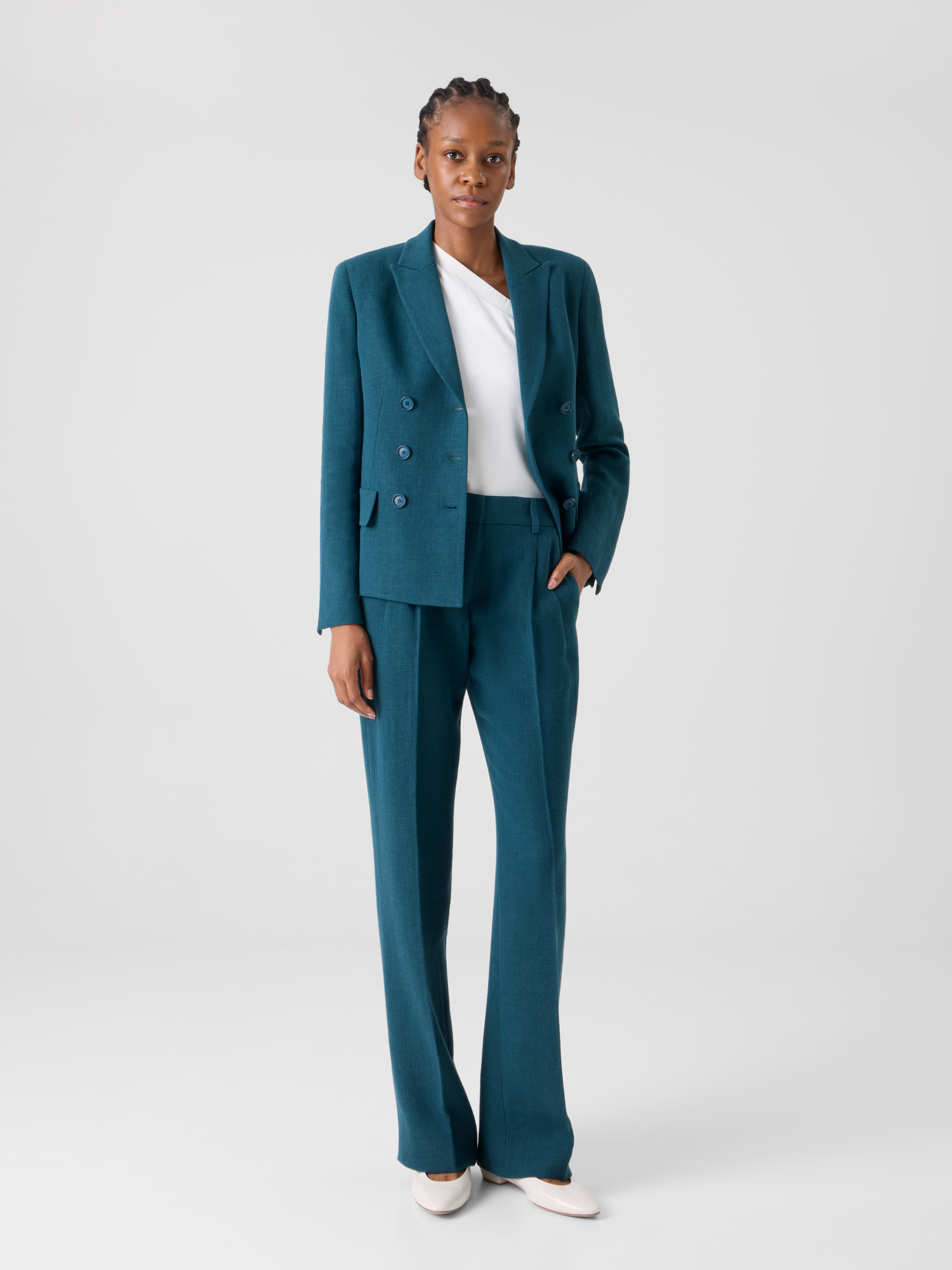 Designer Fabri Gerade Bundfaltenhose - Grün 