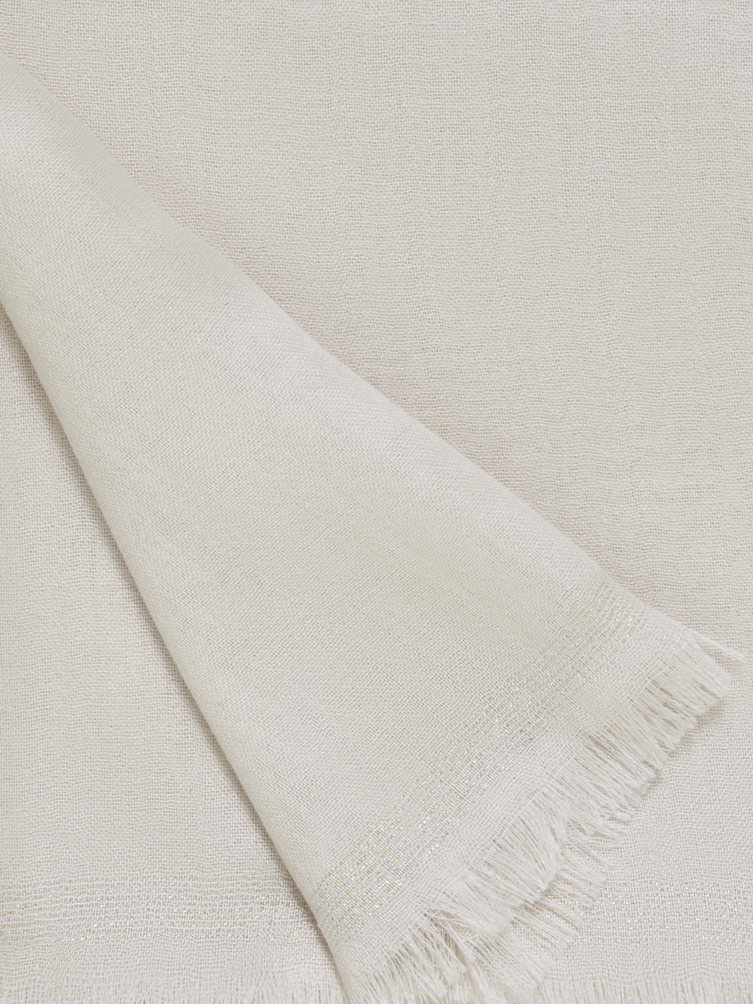 Designer Kaschmir-Seidenschal mit Lurex-Rahmen - Ecru