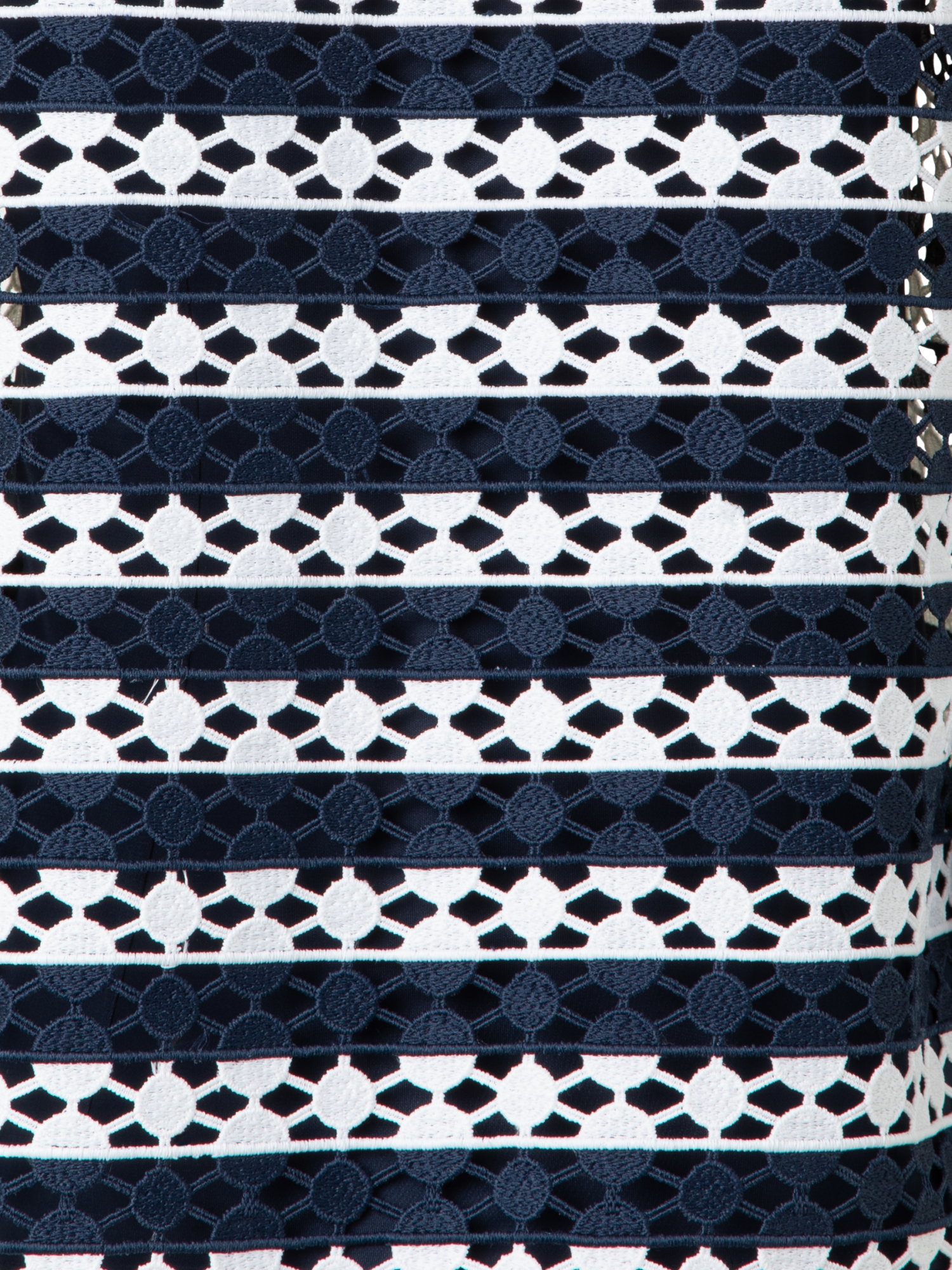 Designer Top aus Streifen-Stickerei - Dunkelblau - Bunt - Ecru - Weiss