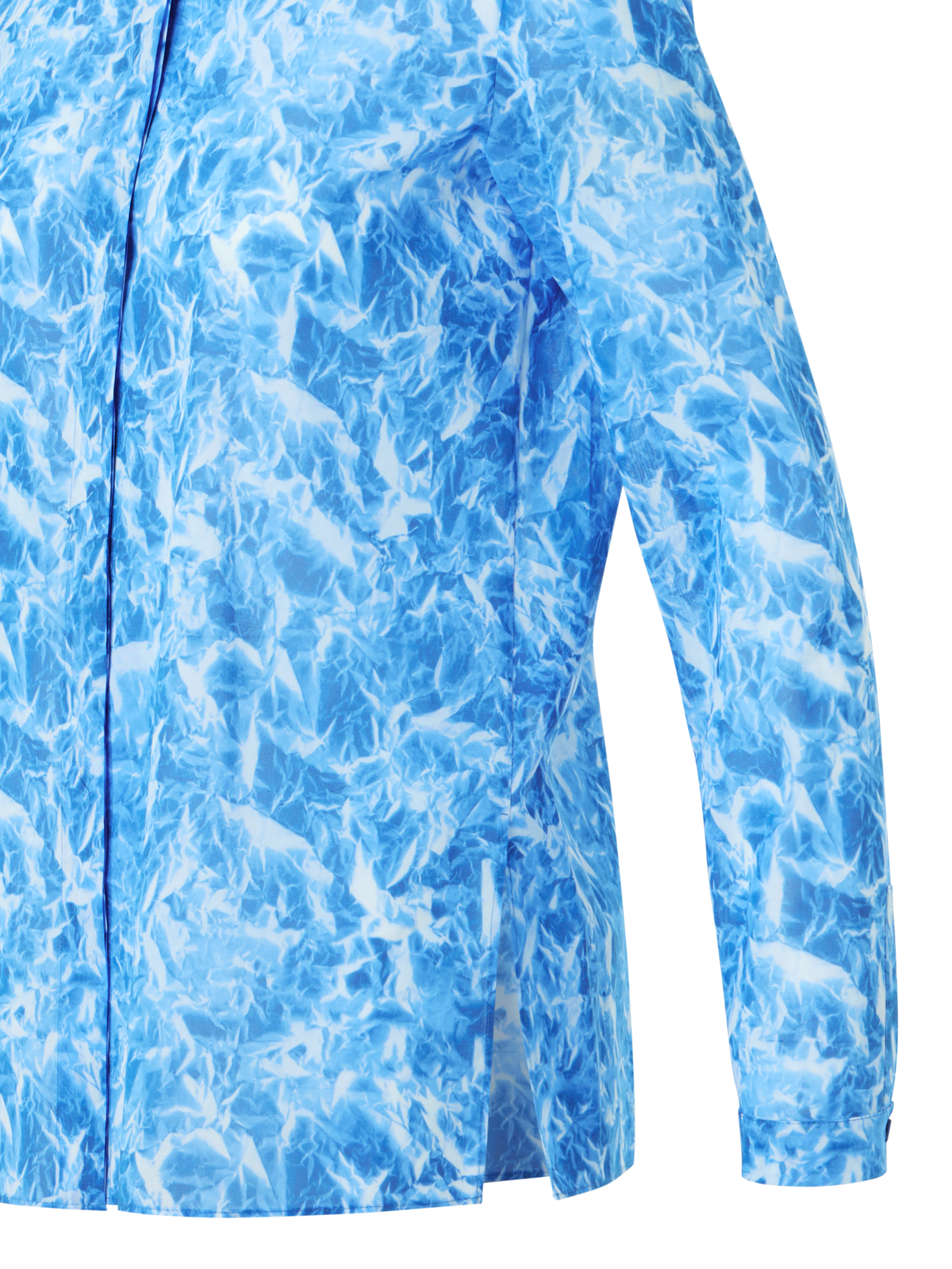 Designer Tunika-Bluse aus Baumwoll-Voile mit Whitecaps-Print - Blau