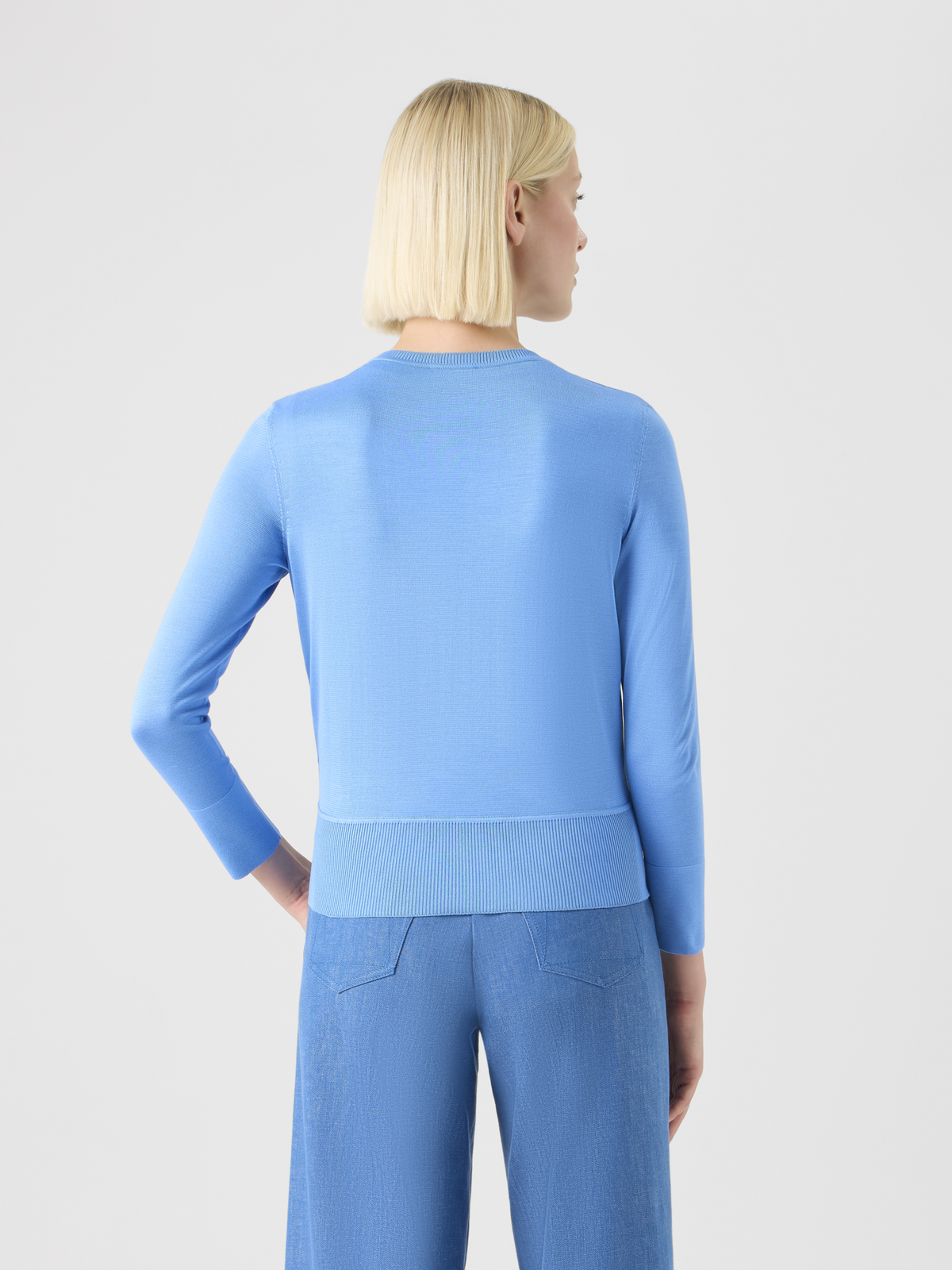 Designer Seiden-Cardigan mit Whitecaps-Print - Blau #editorial