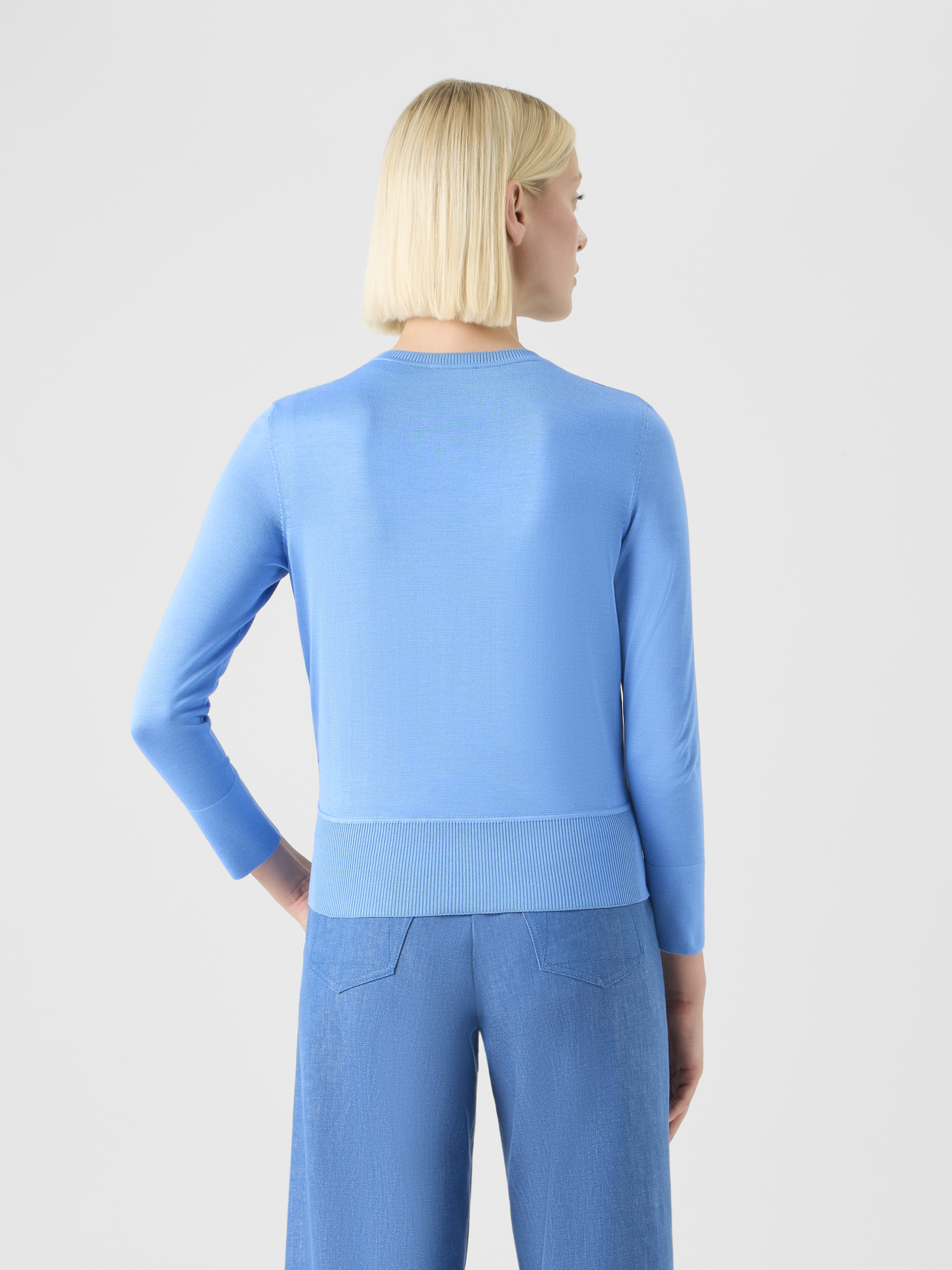 Designer Seiden-Cardigan mit Whitecaps-Print - Blau 