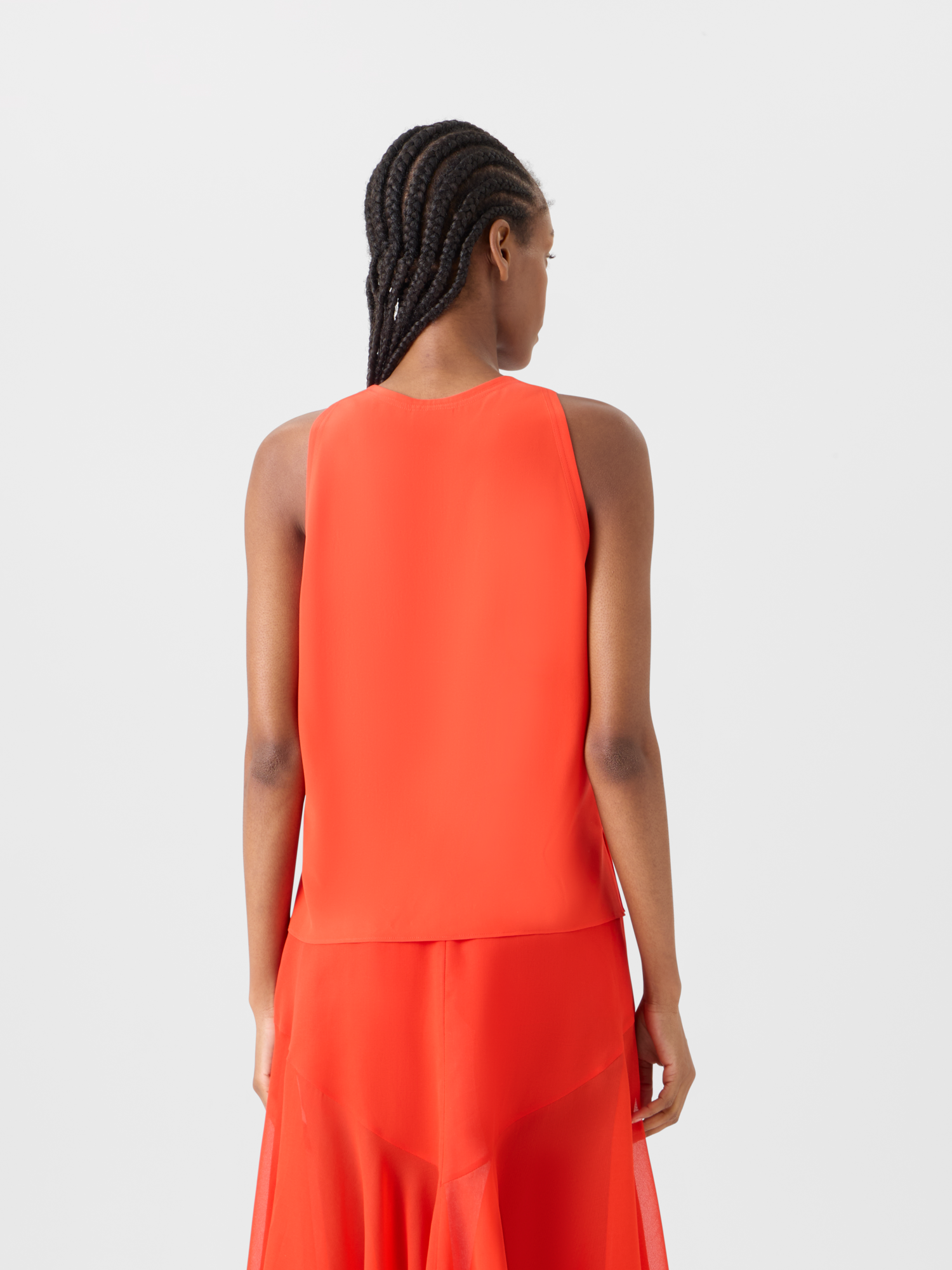 Designer Top aus Seiden-Georgette - Rot 