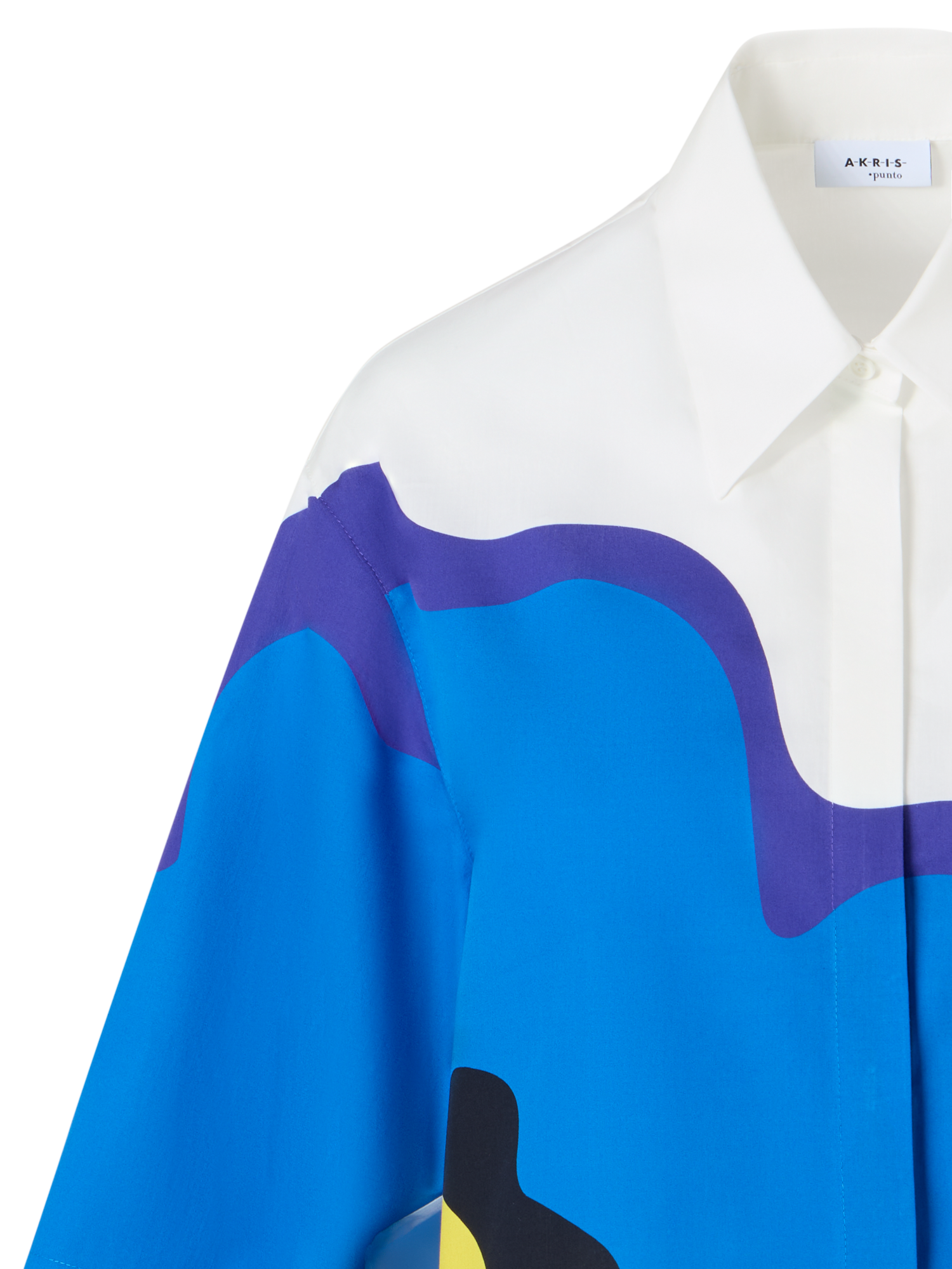 Designer XL-Hemdbluse mit Pop-Dot-Blumenmuster - Bunt - Weiss