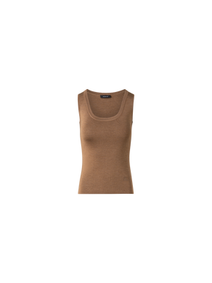 Designer Seiden-Stricktop - Braun