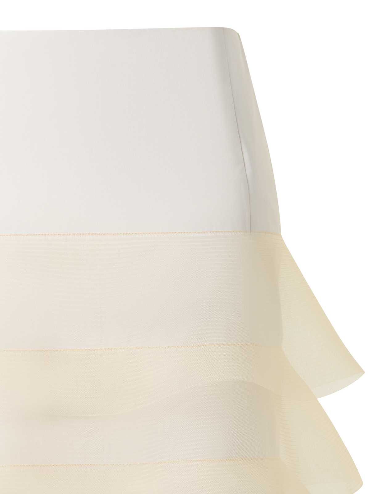 Designer Kurzer Bleistiftrock mit Tüll-Wellen - Ecru - Weiss