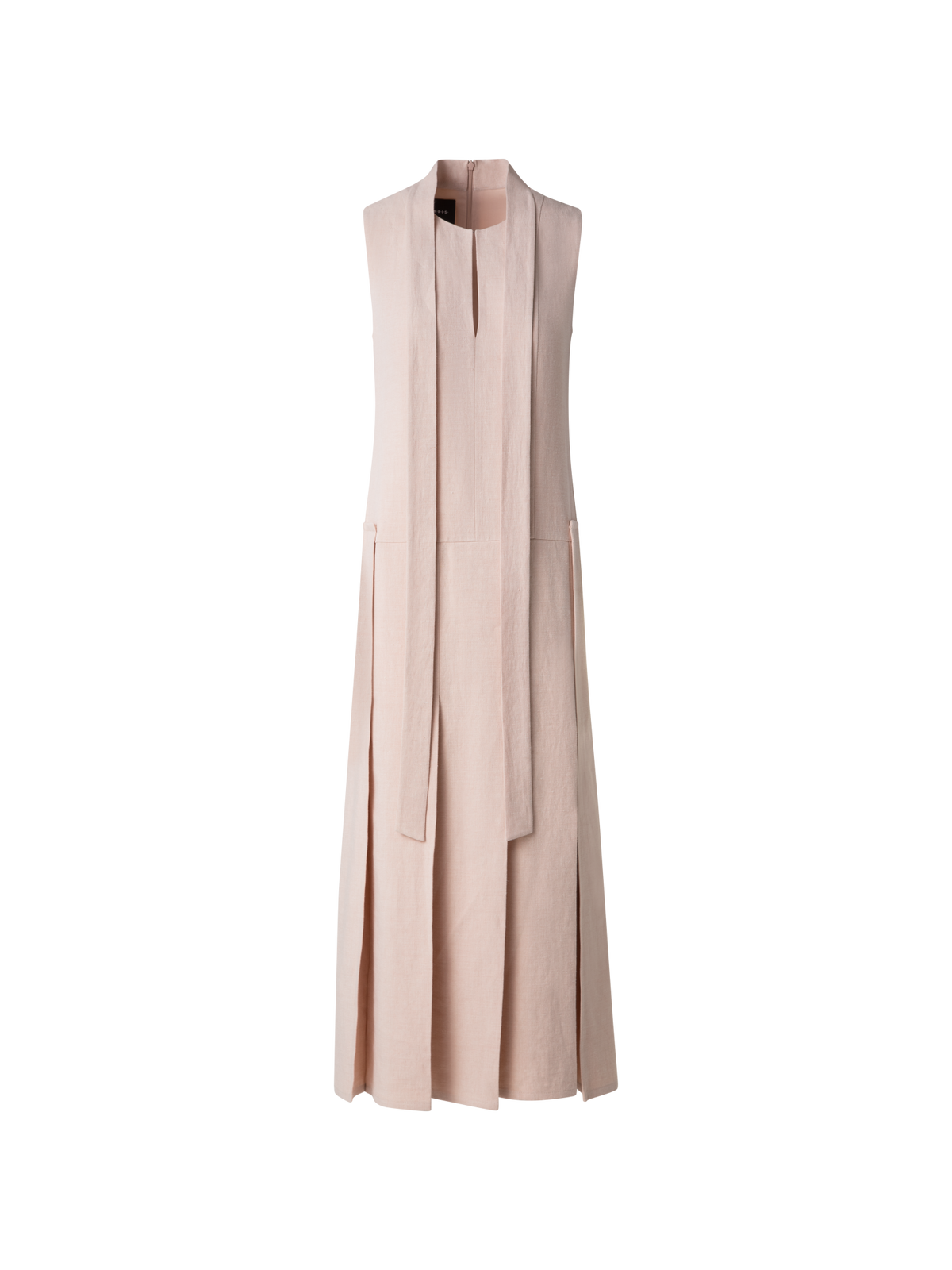 Designer Plissiertes Midikleid aus Leinen-Wollmischung - Beige