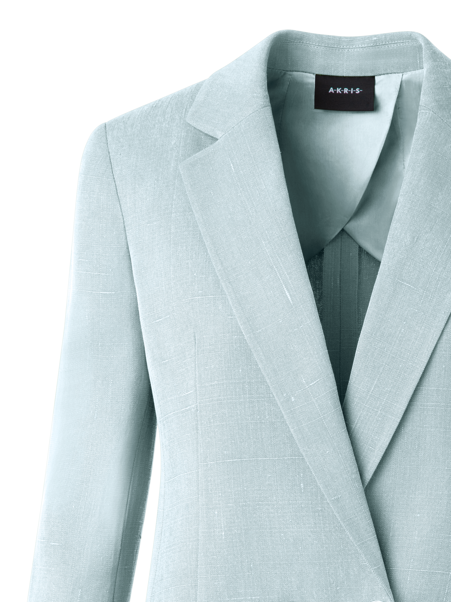 Designer Zweireihiger Blazer aus Shantung-Seide - Blau