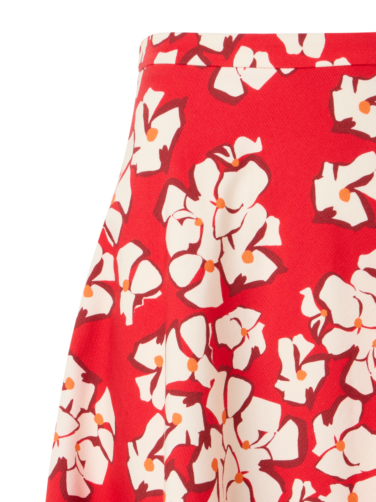 Designer Ausgestellter Midi-Rock mit Papercut Flower Print - Rot