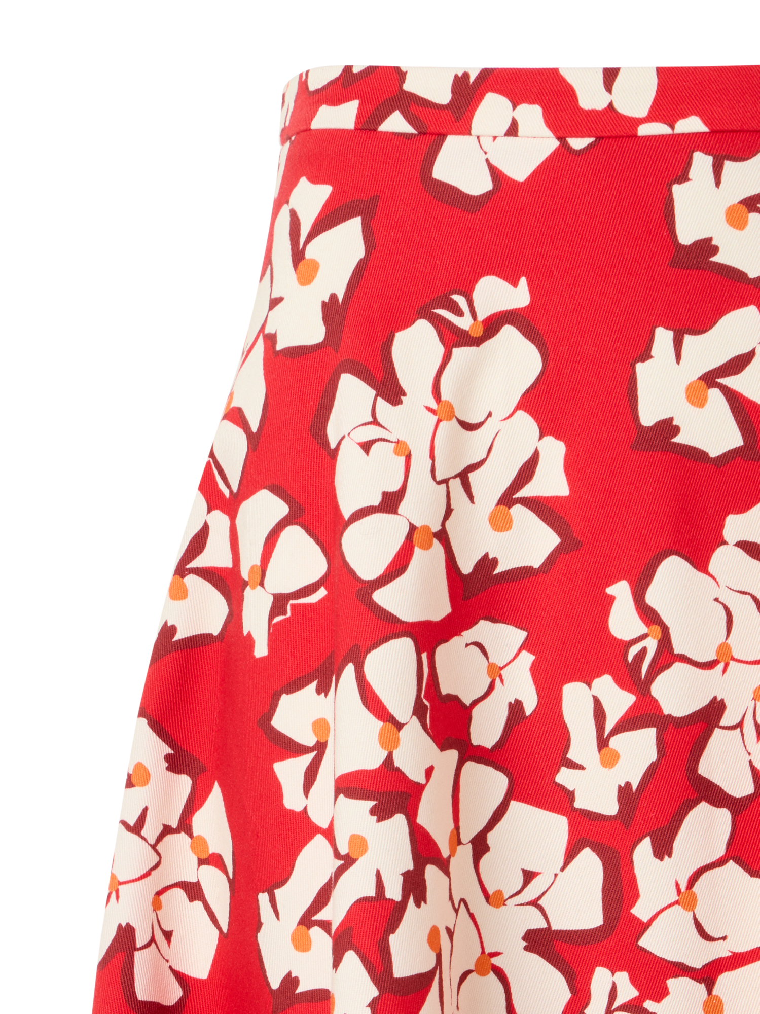 Designer Ausgestellter Midi-Rock mit Papercut Flower Print - Rot