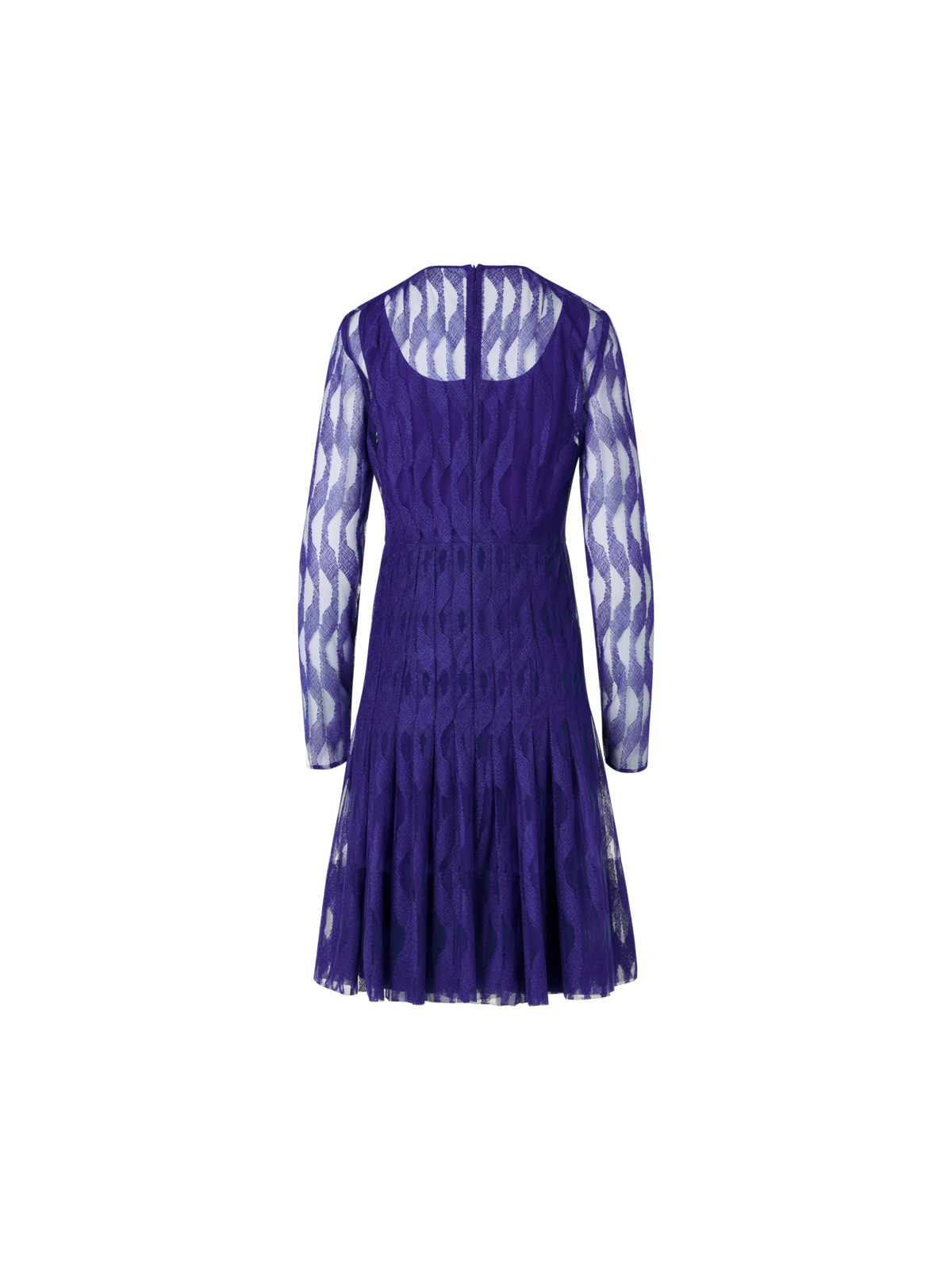 Designer Langärmeliges Kleid mit High Plains Stickerei auf Tüll - Violett