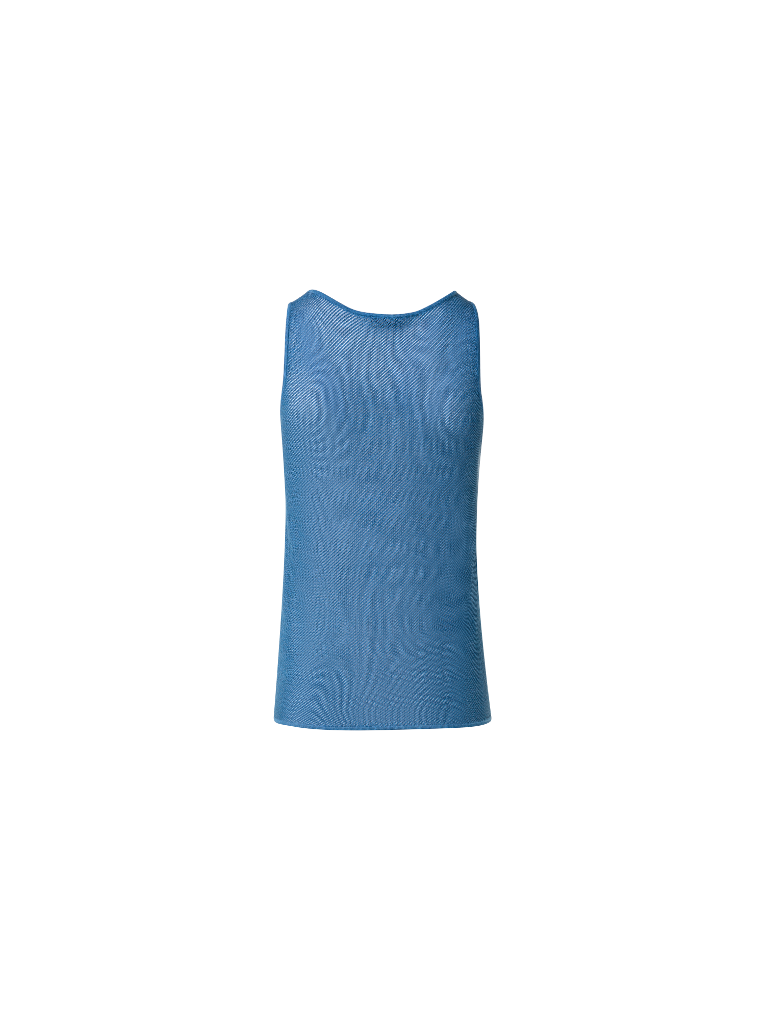 Designer Tanktop aus Seiden-Mesh-Strick - Blau