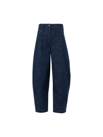 Designer Barrel-Leg Hose aus Winter-Denim - Dunkelblau