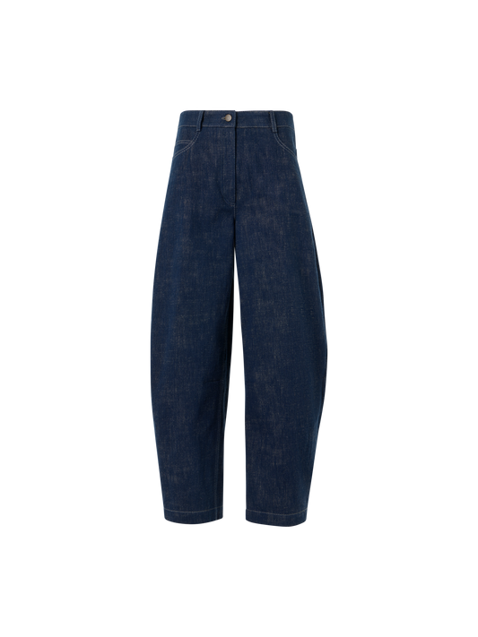Designer Barrel-Leg Hose aus Winter-Denim - Dunkelblau