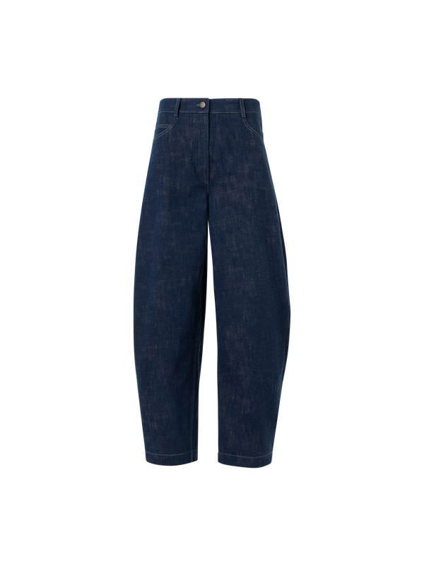 Designer Barrel-Leg Hose aus Winter-Denim - Dunkelblau