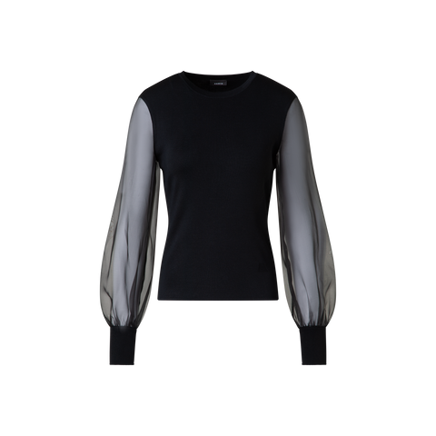 Seidenpullover mit transparenten Organza-Ärmeln