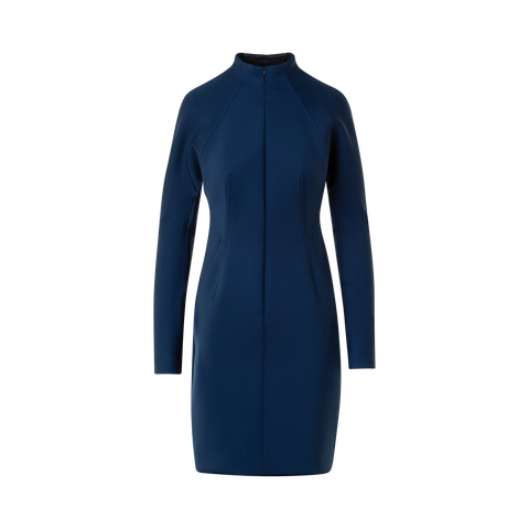 Kurzes Techno Neopren Mock Neck Kleid