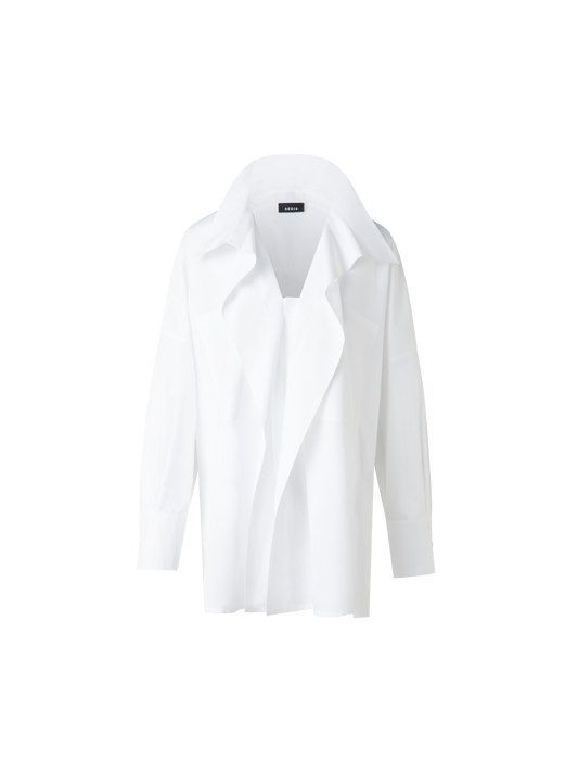 Designer Oversize Tunika-Bluse aus Baumwolle - Ecru - Weiss