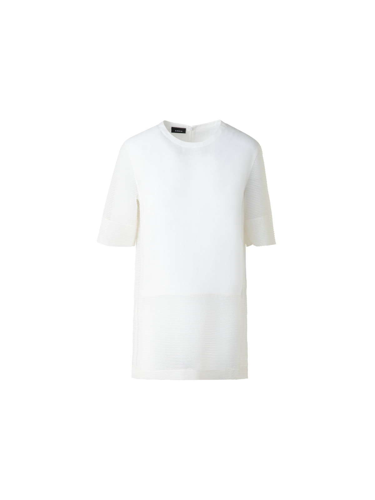 Designer Leinen-Tunika-Bluse mit durchsichtiger Seite - Ecru - Weiss