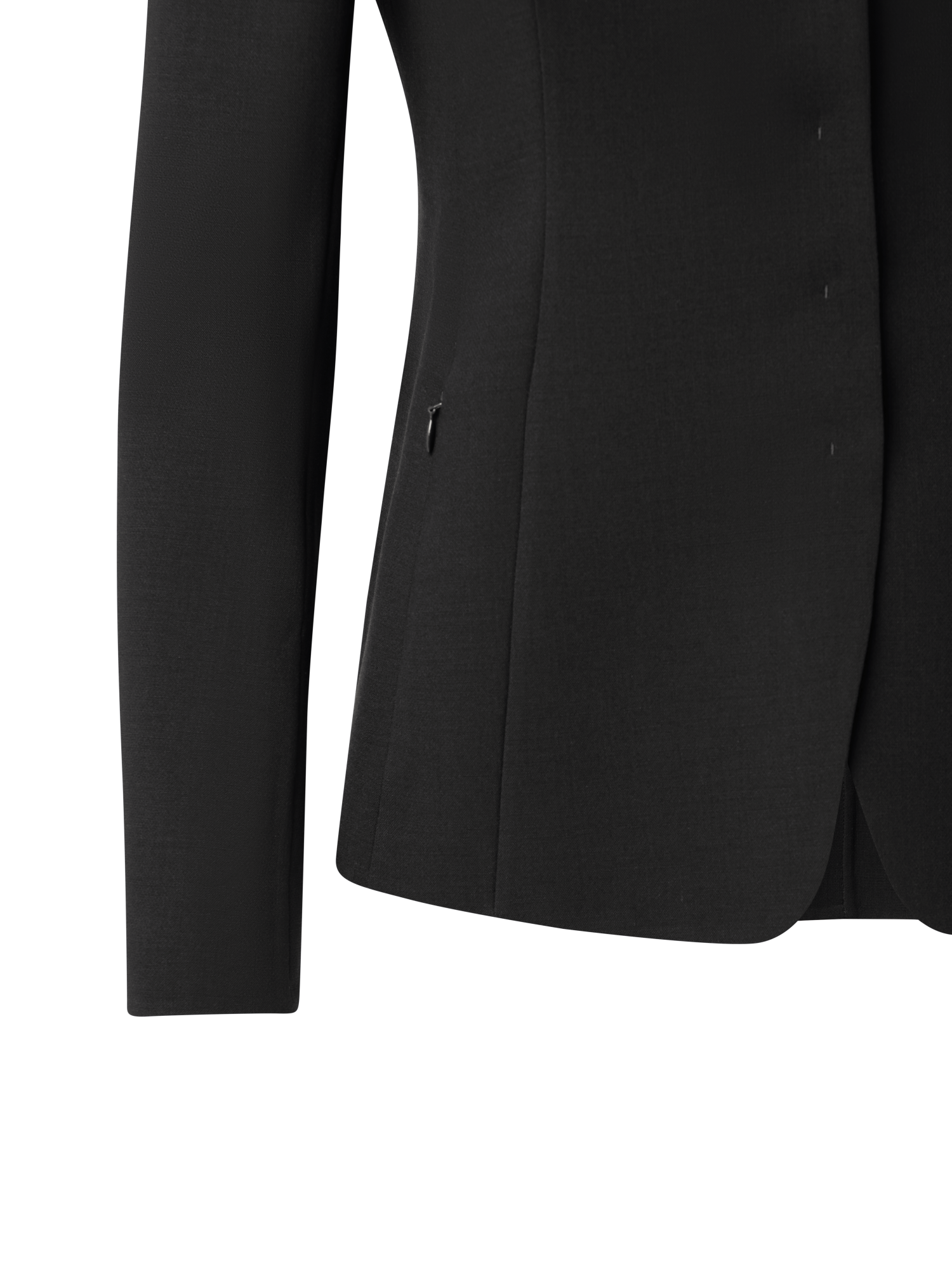 Designer Blazer aus Woll-Doubleface mit Leder-Kragen - Schwarz
