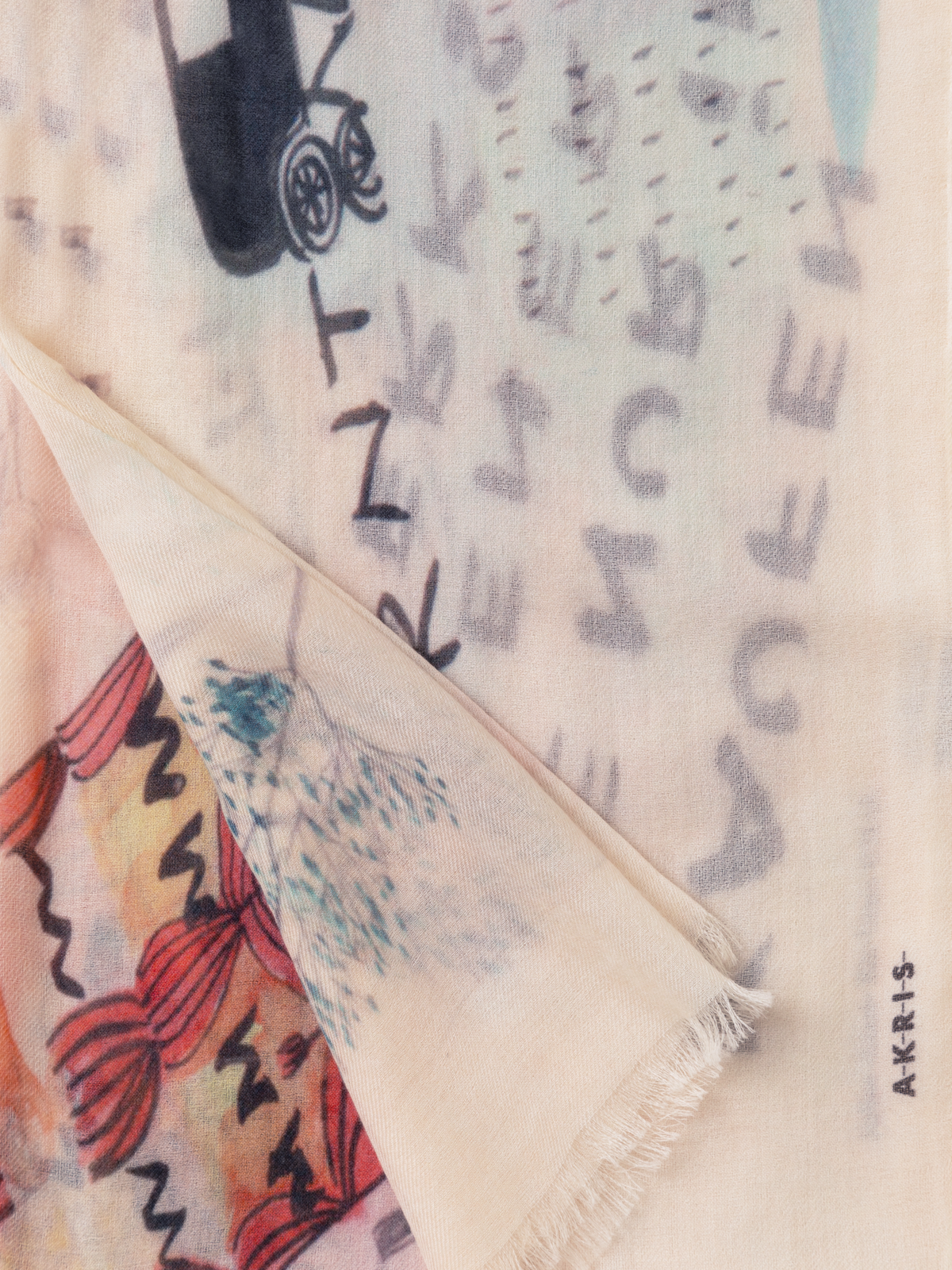 Designer Kaschmirschal mit "Kärntner Strasse 42" Druck - Bunt