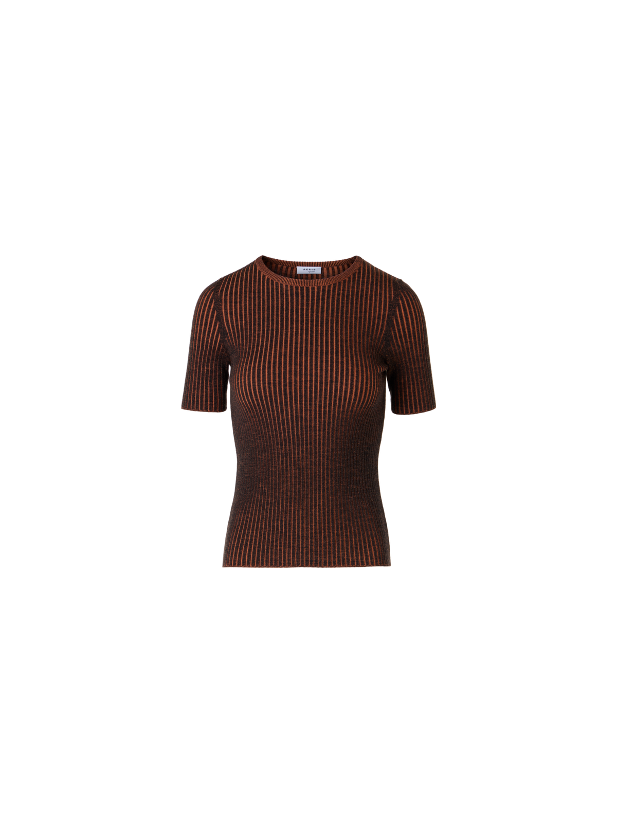 Designer Kurzärmeliger Strickpullover aus Merinowolle - Bunt