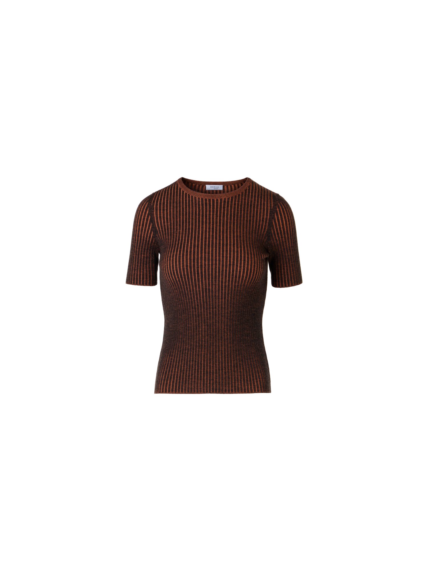 Designer Kurzärmeliger Strickpullover aus Merinowolle - Bunt