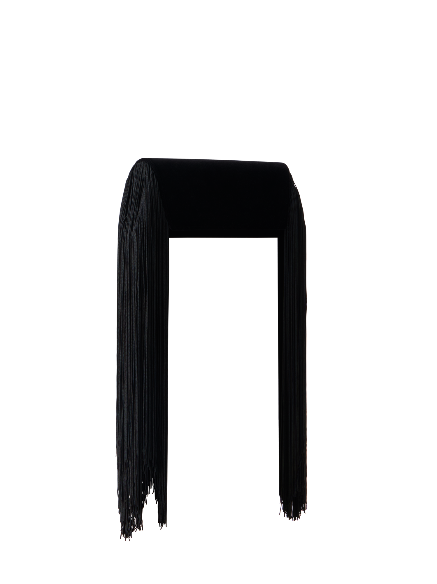 Designer Anouk Small Trapez-Clutch aus Samt mit Fransen - Schwarz