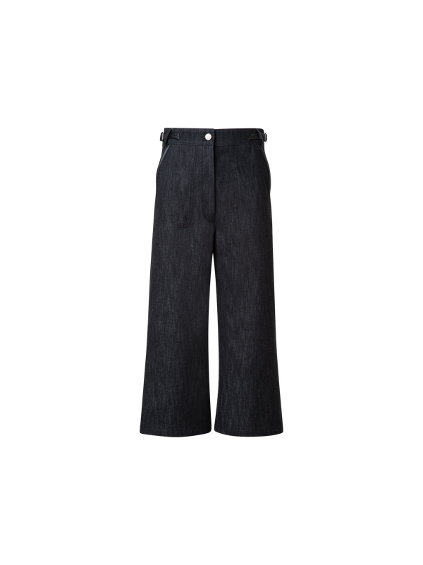 Designer Lange Bermudashorts aus Baumwoll-Denim-Stretch - Schwarz