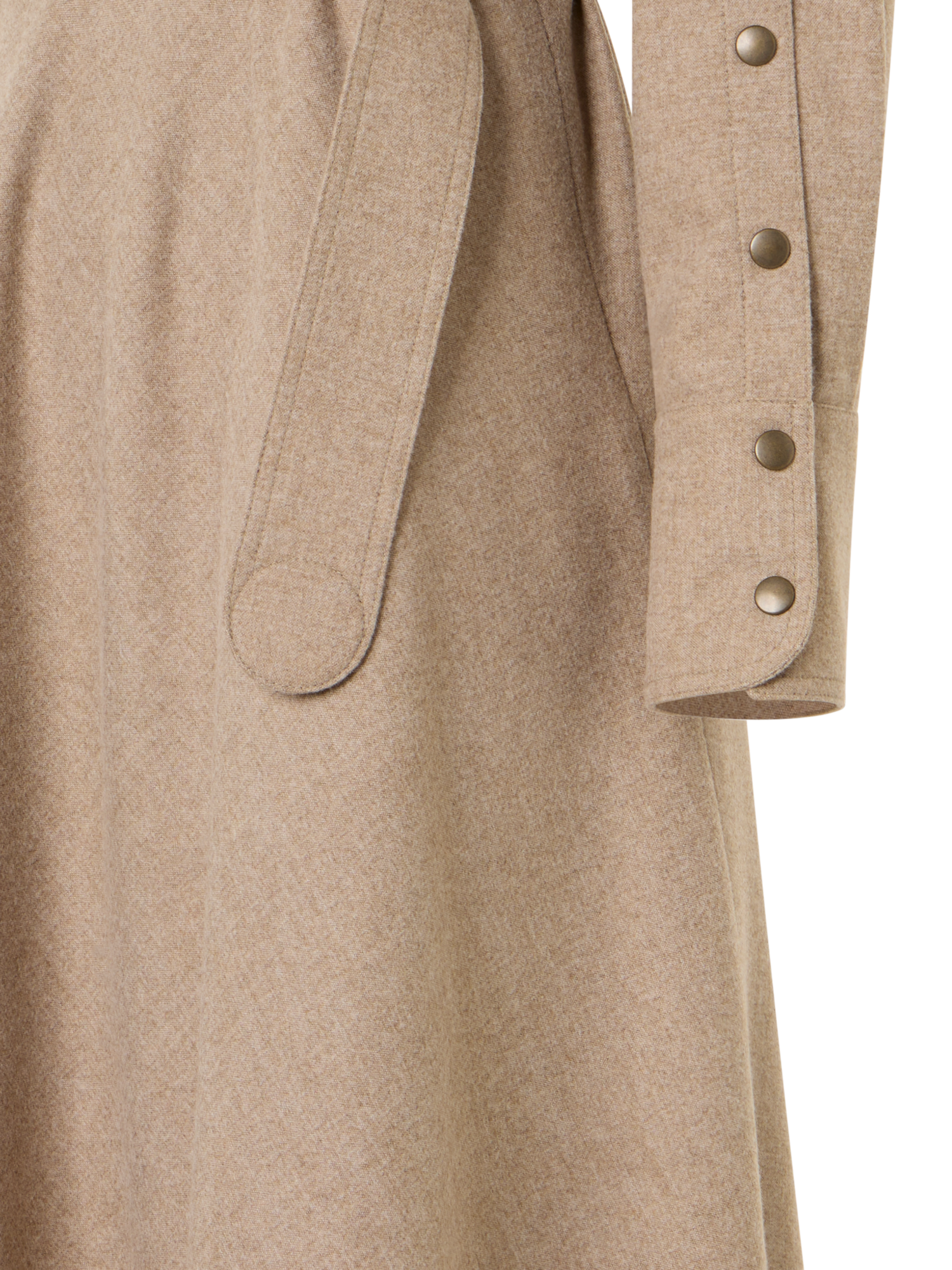 Designer Ausgestelltes Midikleid aus Wollflanell - Beige
