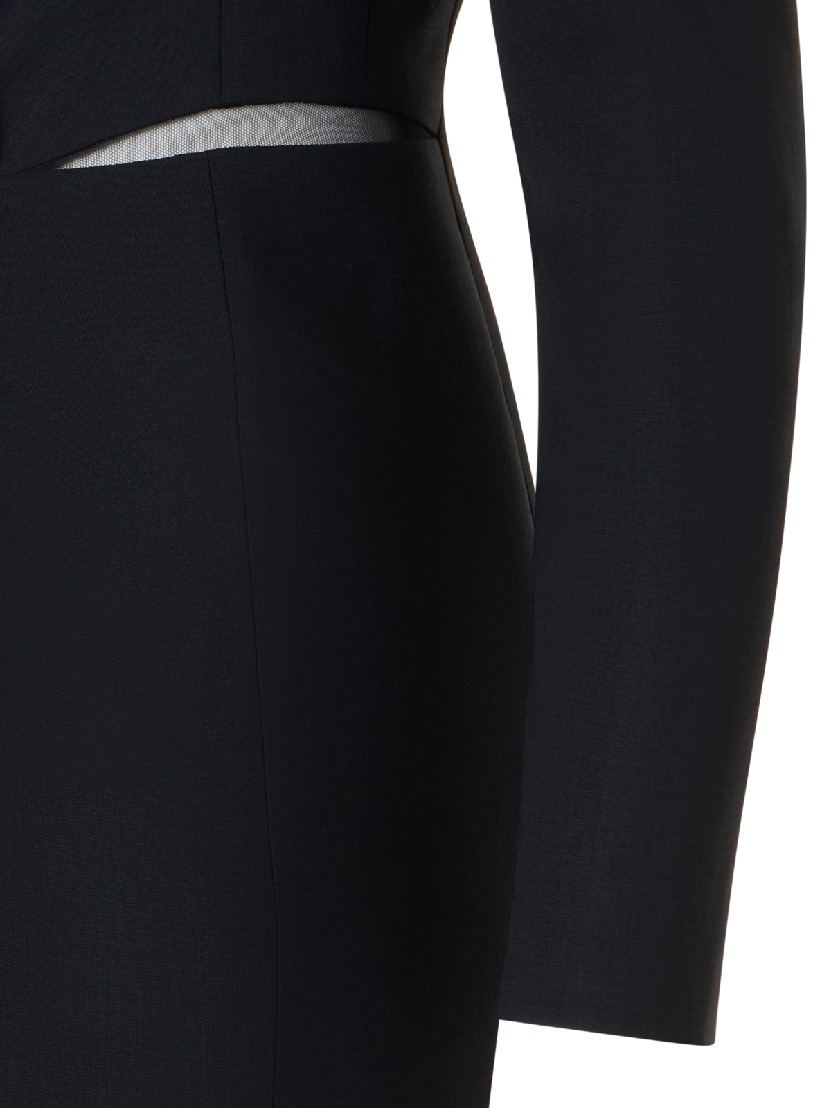 Designer Kleid aus Woll-Double-Face mit Knoten-Taille - Schwarz
