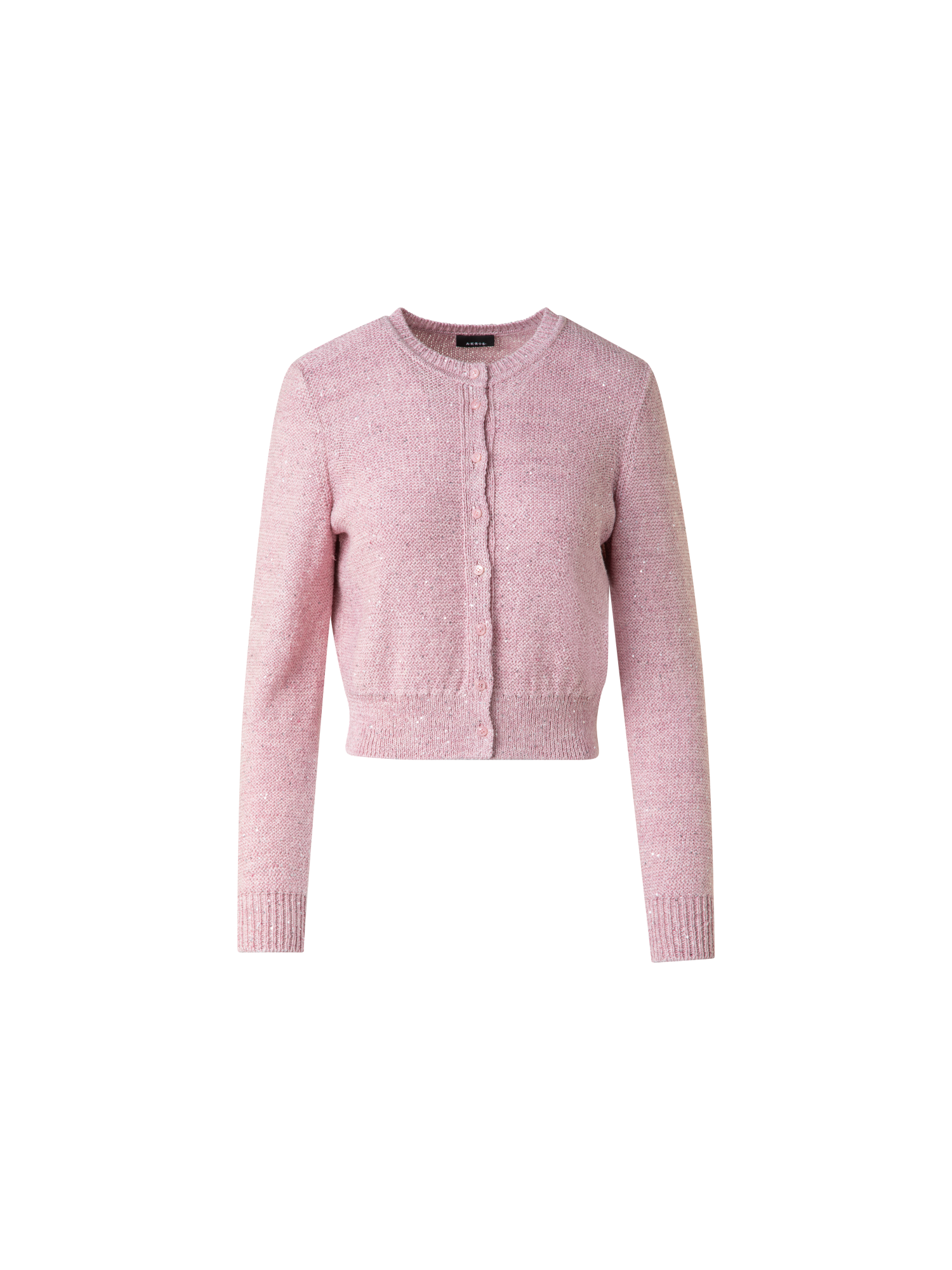 Designer Leinen-Baumwoll-Cardigan mit Micro-Pailletten - Rosa